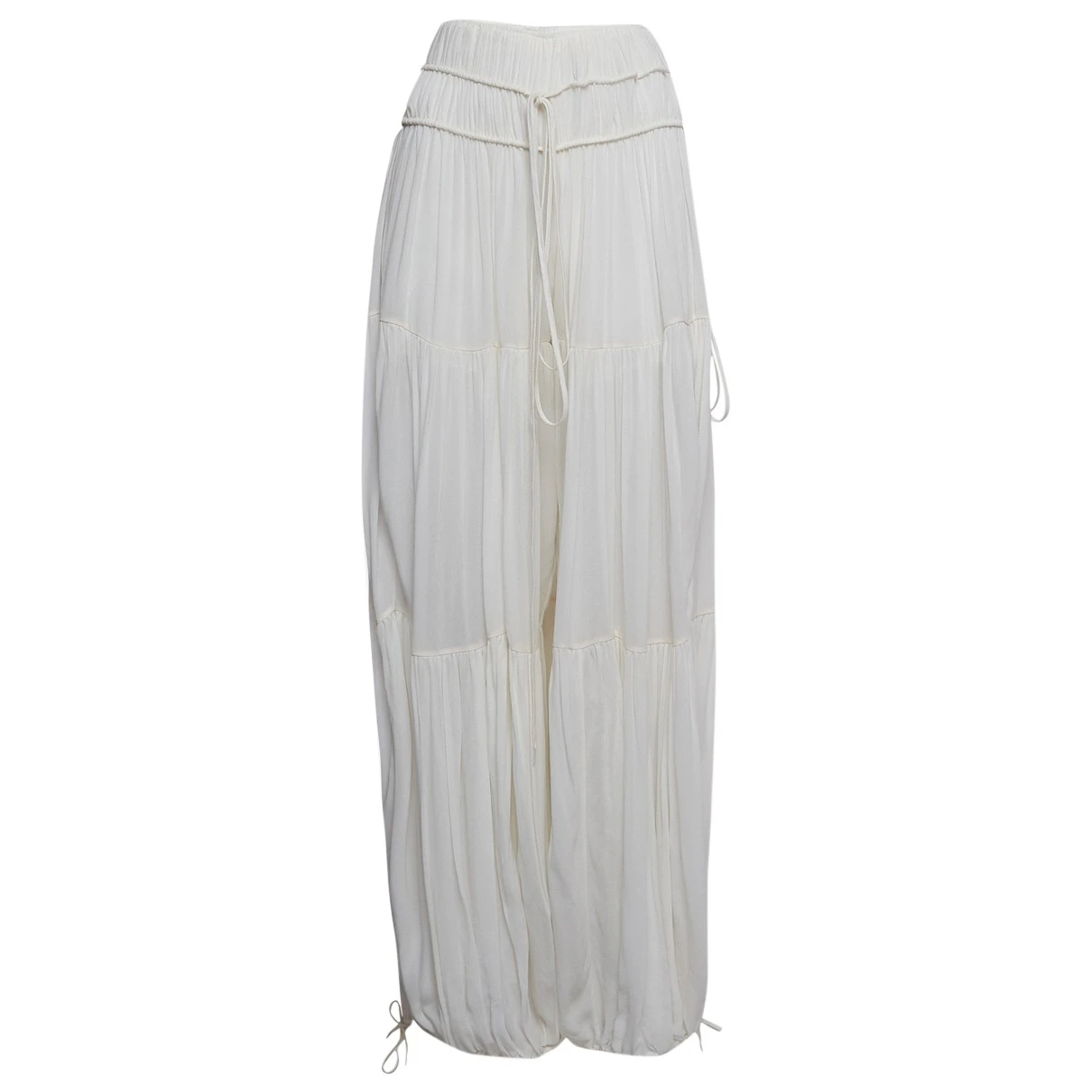 Pre-owned Chloé Cloth Trousers In White
