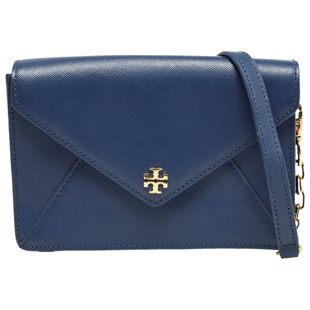 Pre-owned Tory Burch Leather Clutch Bag In Blue