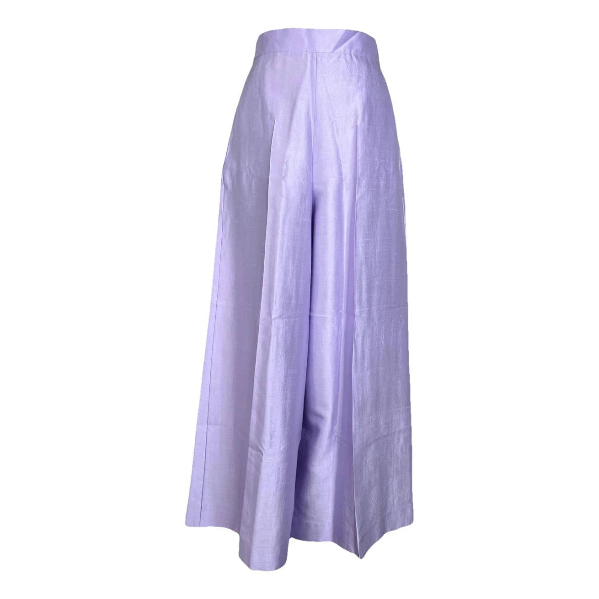 Pre-owned Max Mara Silk Straight Pants In Purple