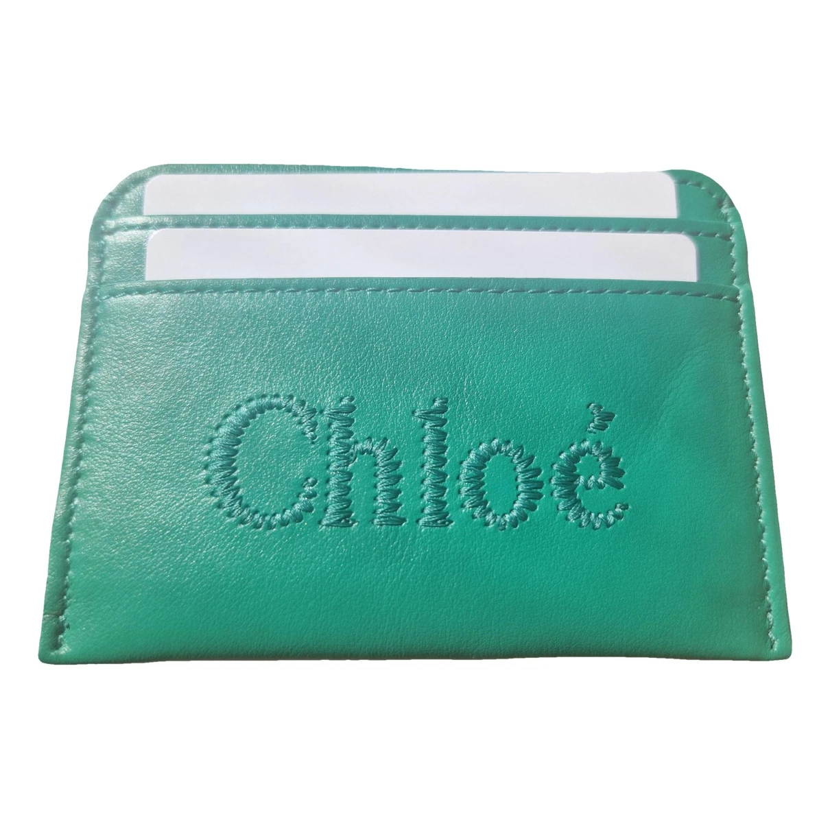 Pre-owned Chloé Leather Card Wallet In Green