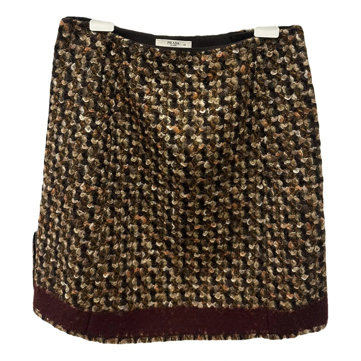 Pre-owned Prada Wool Mini Skirt In Brown