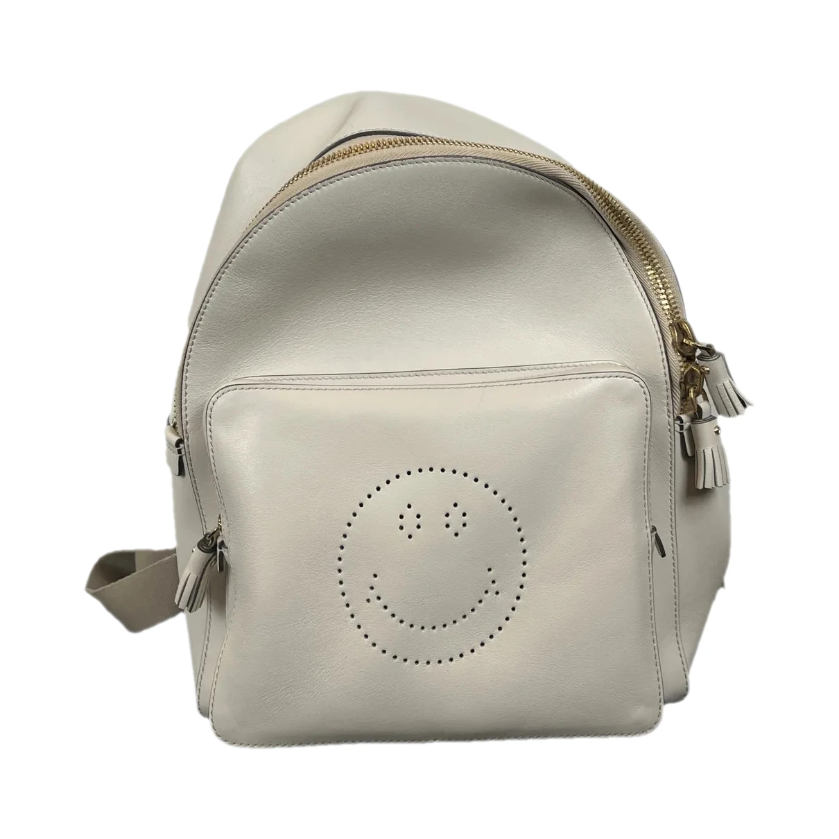 Pre-owned Anya Hindmarch Leather Backpack In White