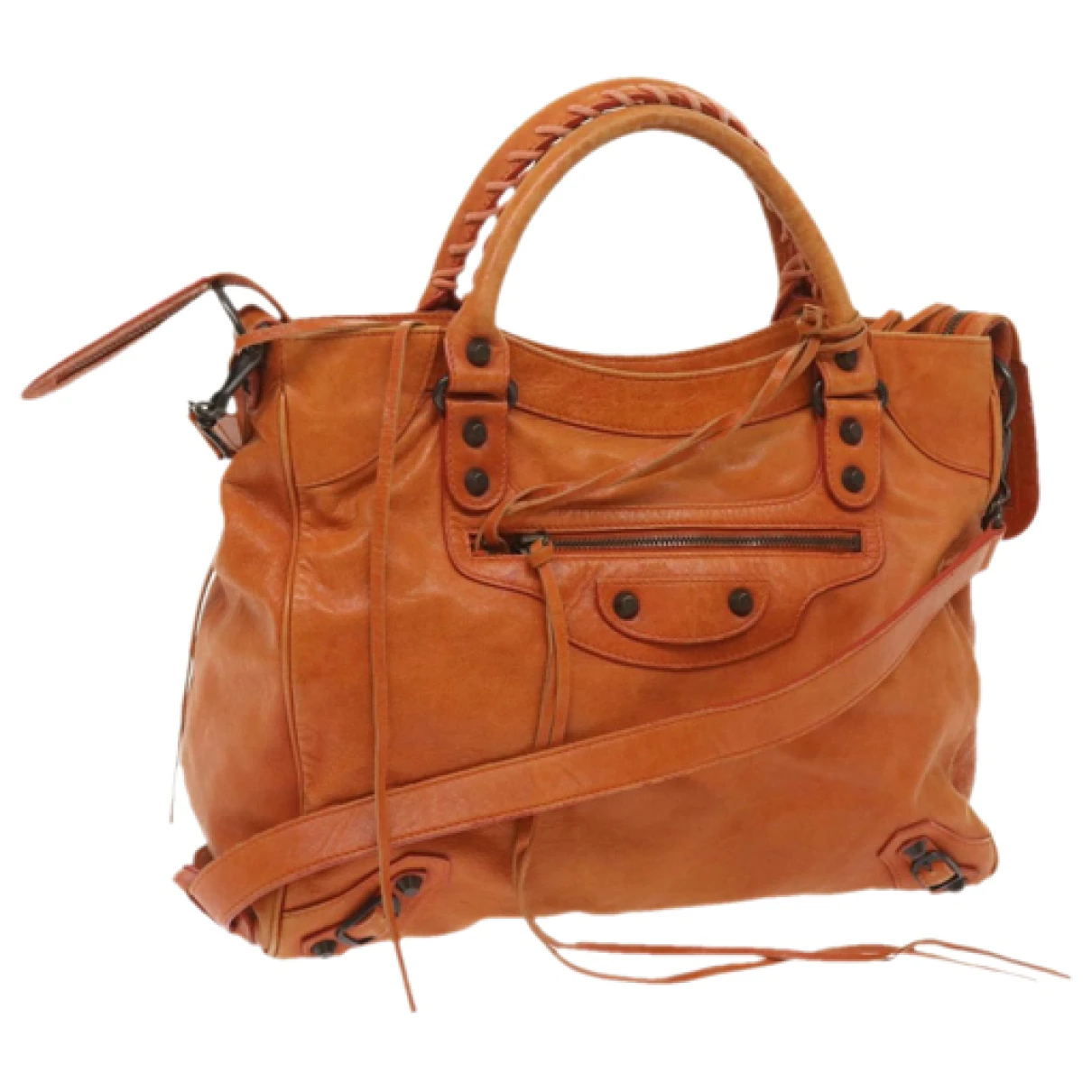 Pre-owned Balenciaga Vélo Leather Handbag In Orange