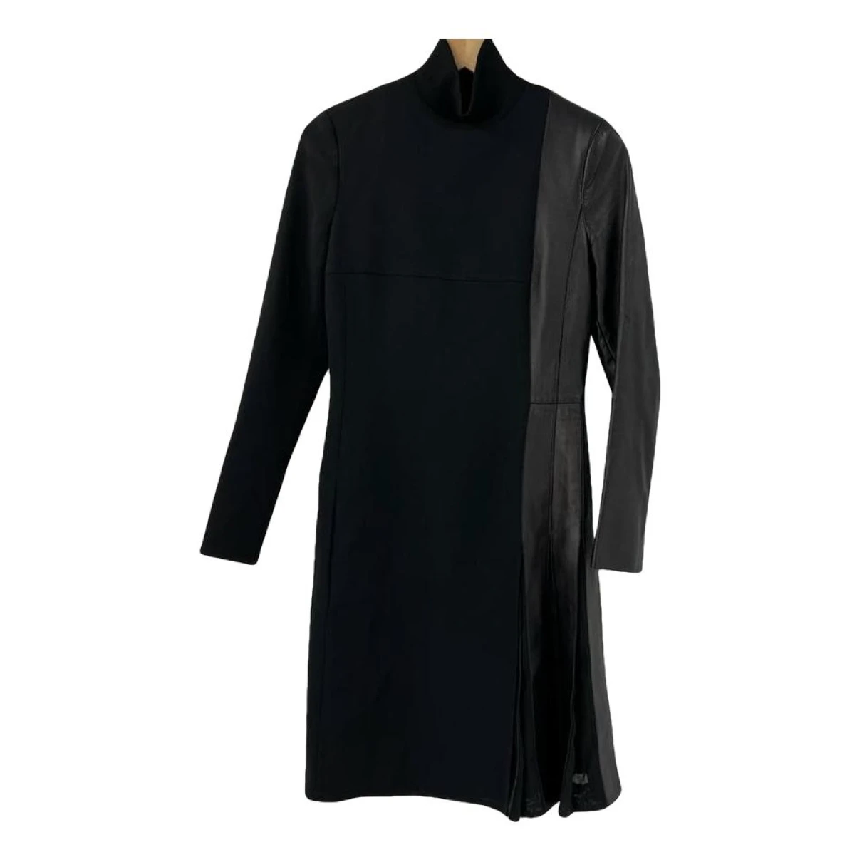 Pre-owned Akris Leather Mini Dress In Black