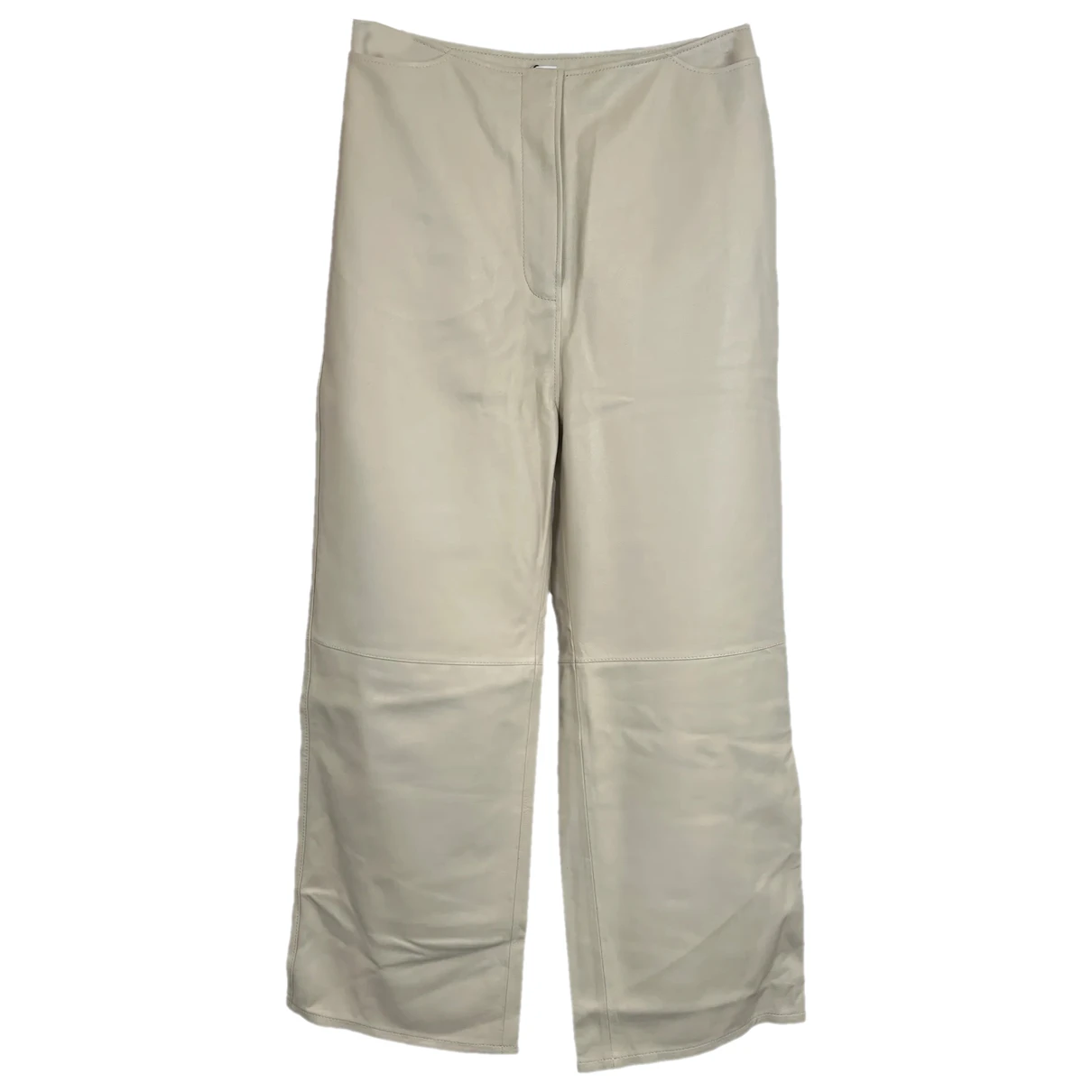 Pre-owned Totême Leather Trousers In Beige