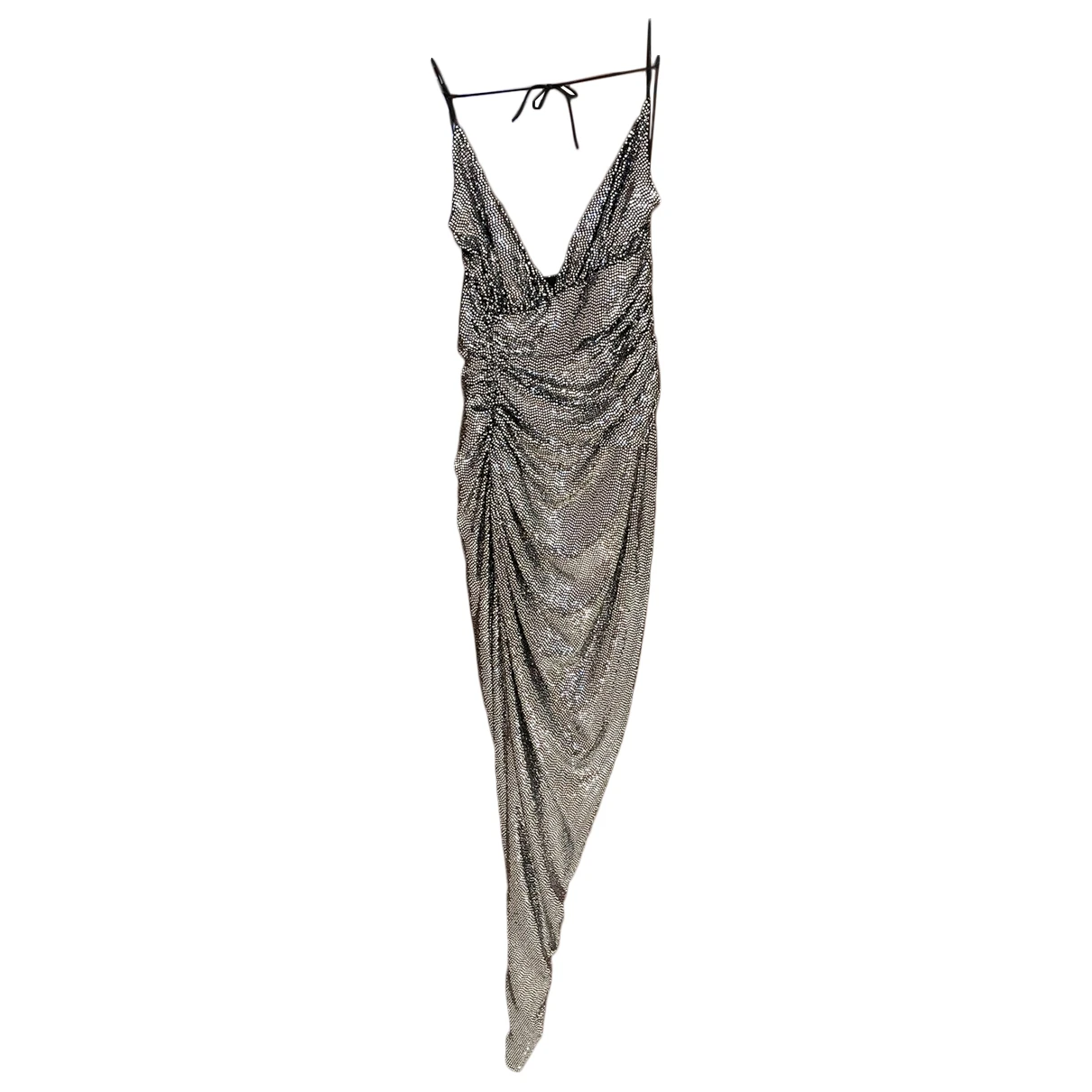 Pre-owned Alexandre Vauthier Glitter Maxi Dress In Silver