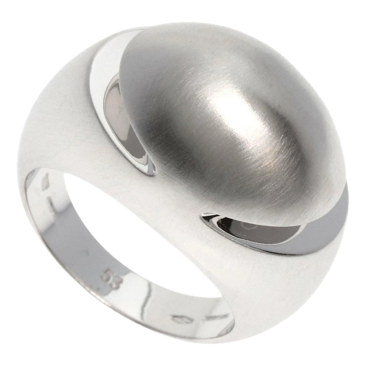 Pre-owned Bvlgari Cabochon White Gold Ring In Silver