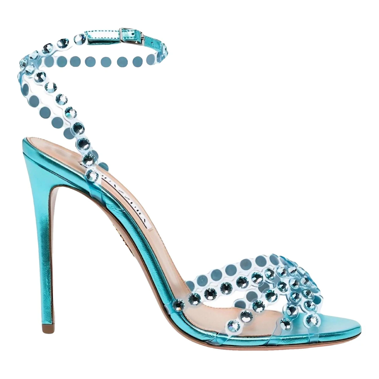 Pre-owned Aquazzura Glitter Sandals In Turquoise