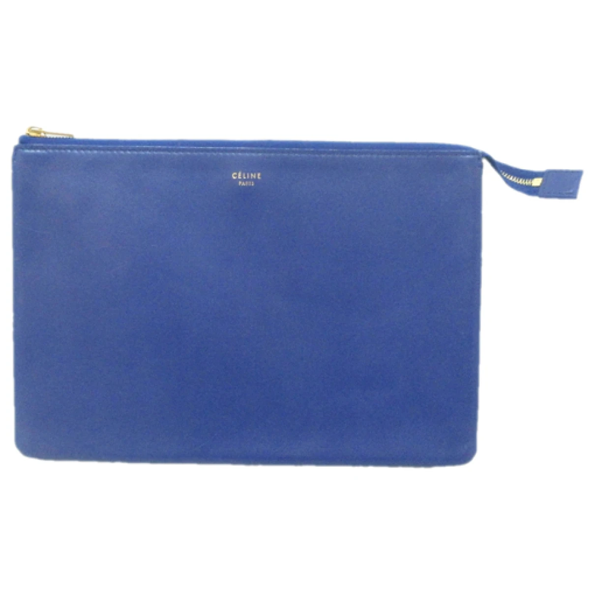 Pre-owned Celine Leather Clutch In Navy
