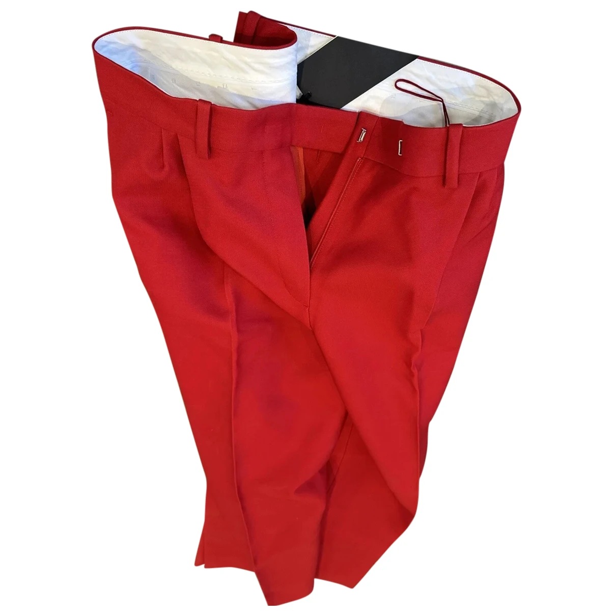 Pre-owned Fendi Wool Straight Pants In Red