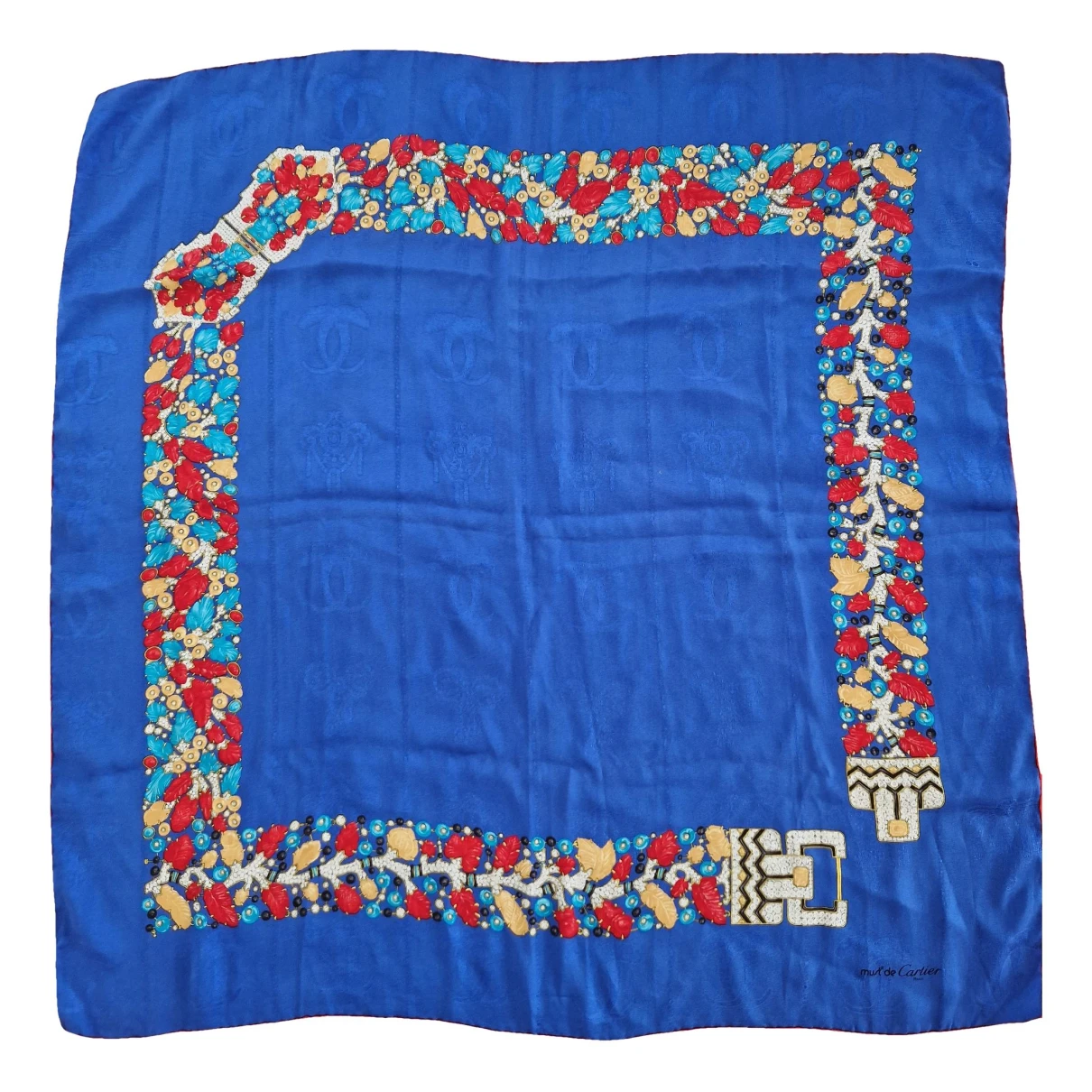 Pre-owned Cartier Silk Scarf In Blue