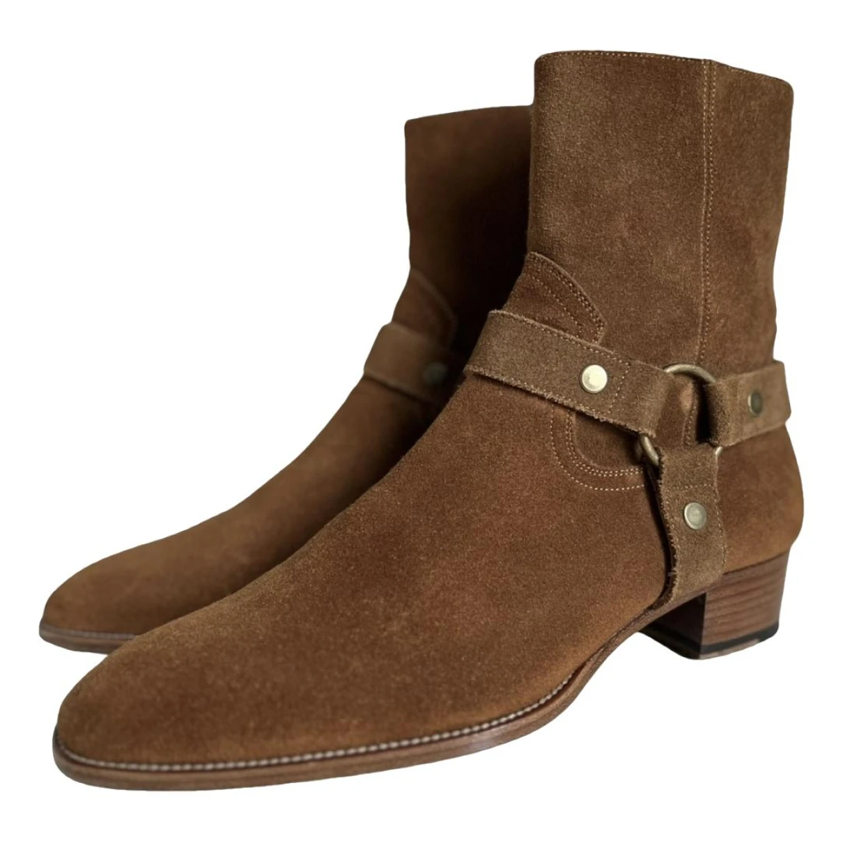 Pre-owned Saint Laurent Wyatt Boots In Camel