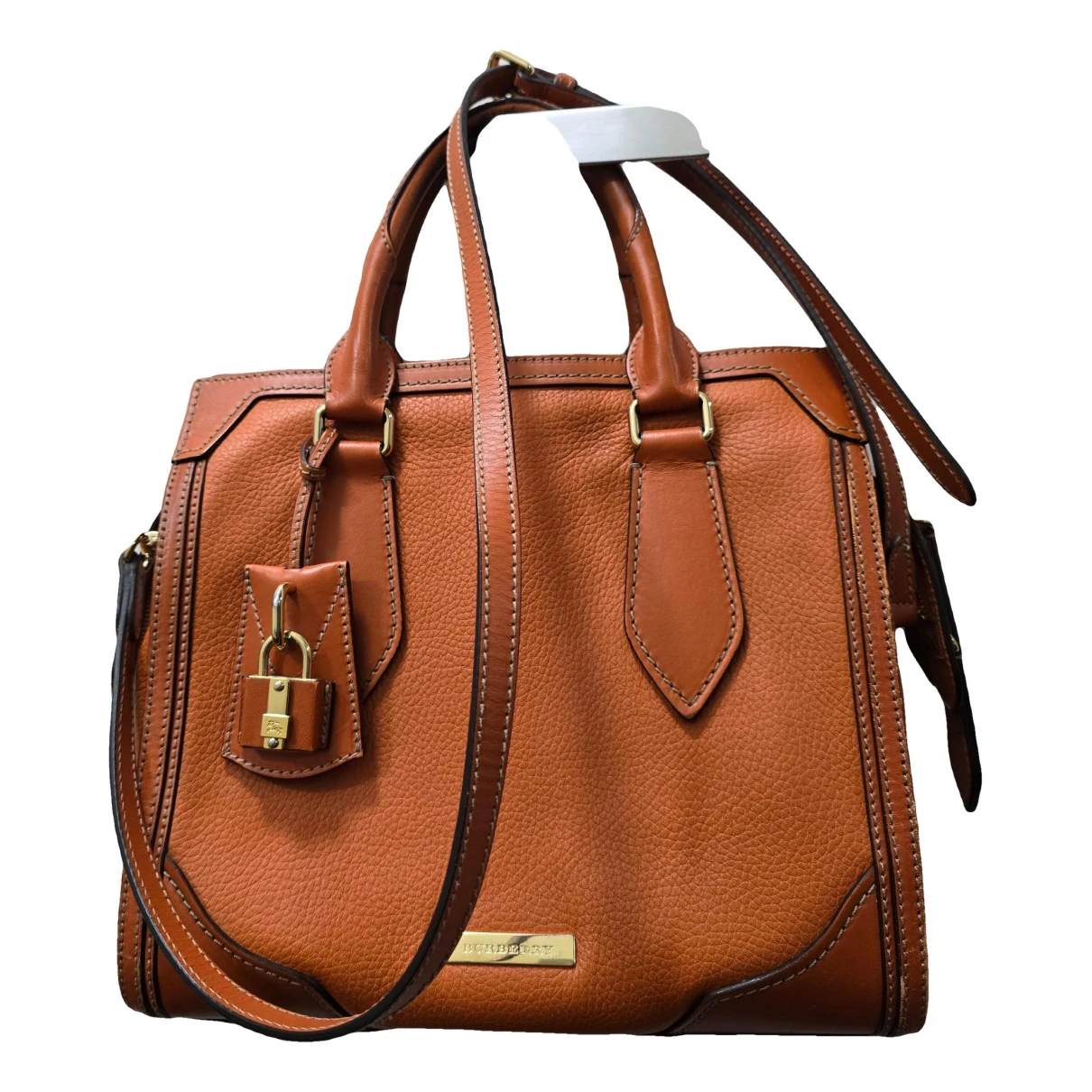 Pre-owned Burberry Leather Tote In Orange