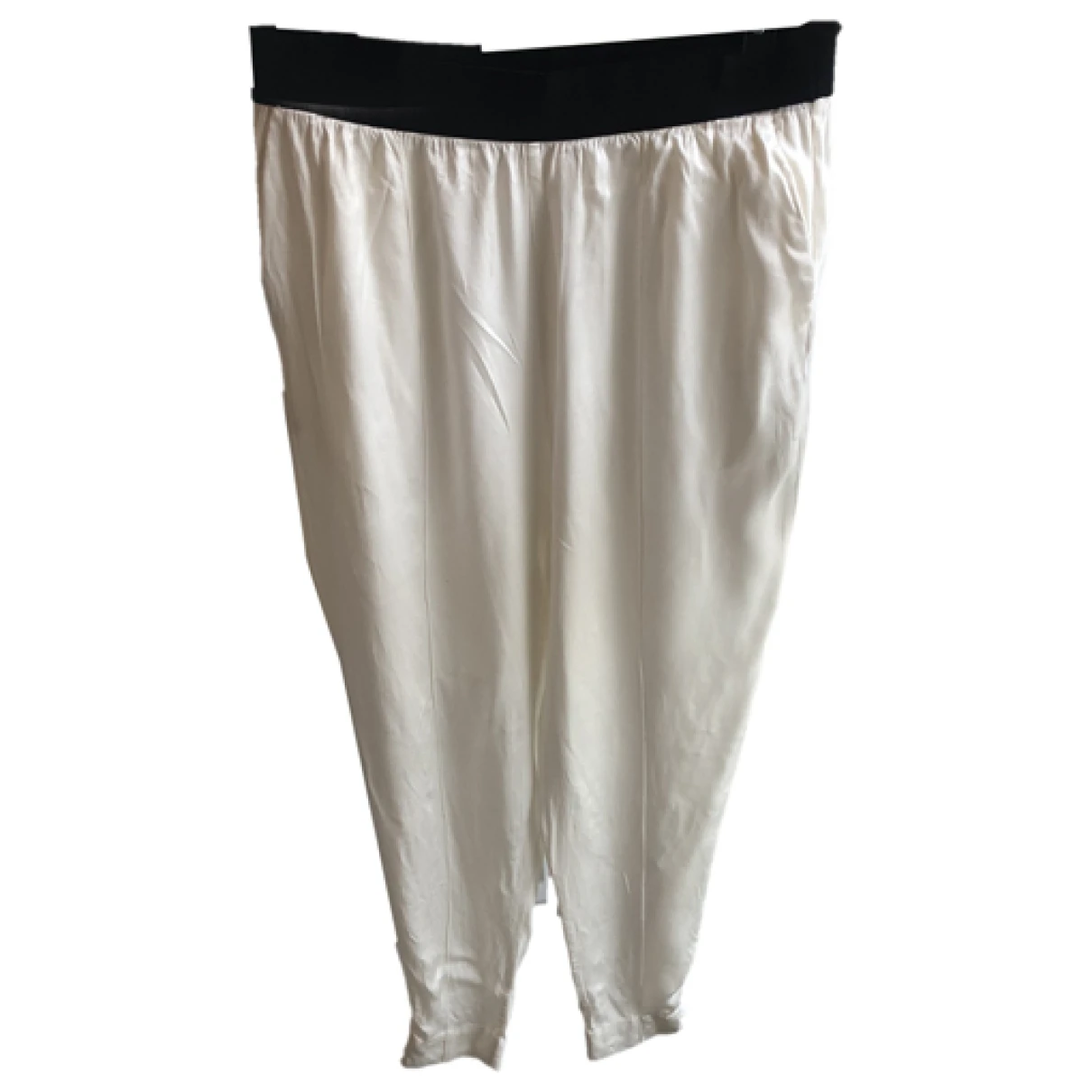 Pre-owned By Malene Birger Silk Trousers In White