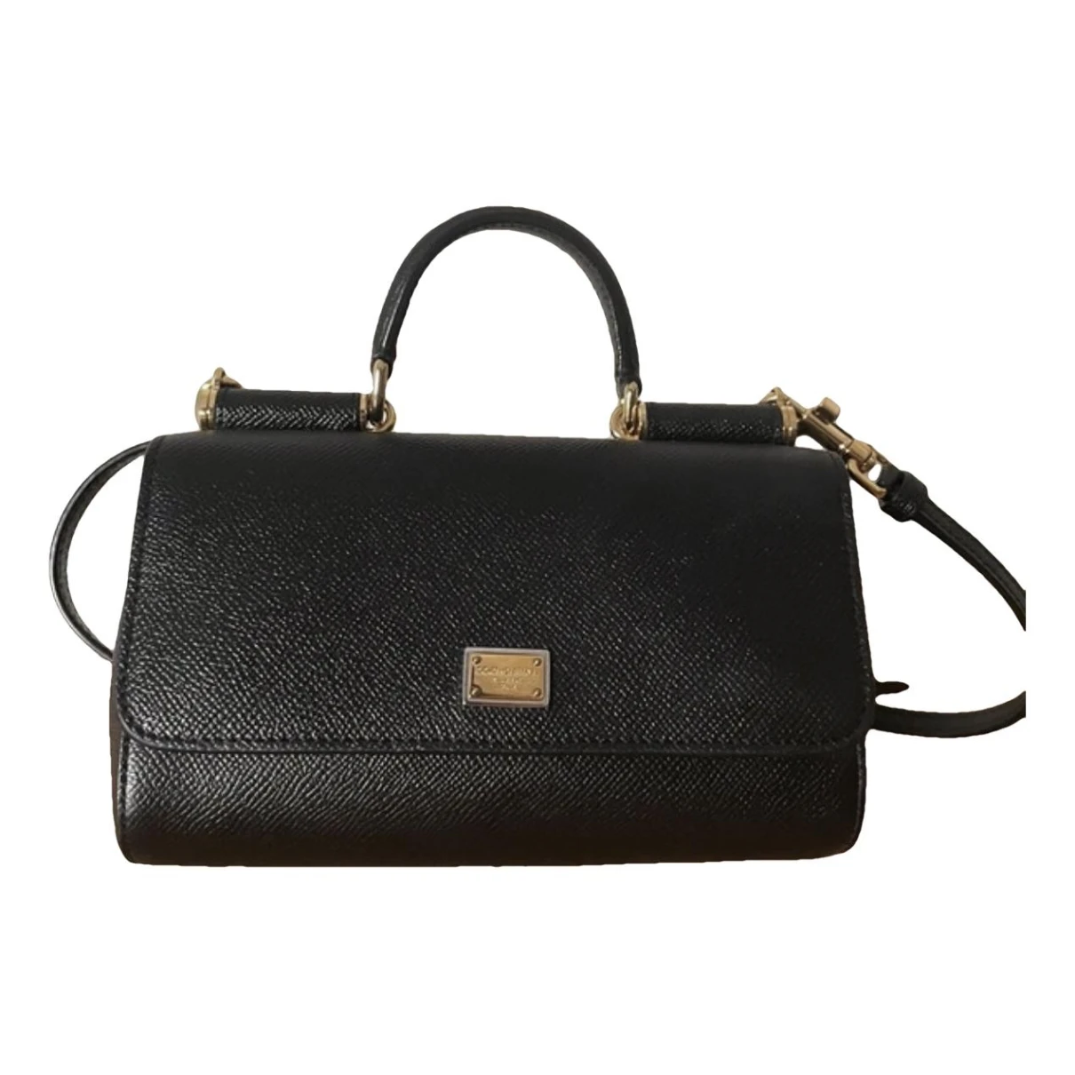 Pre-owned Dolce & Gabbana Sicily Leather Crossbody Bag In Black