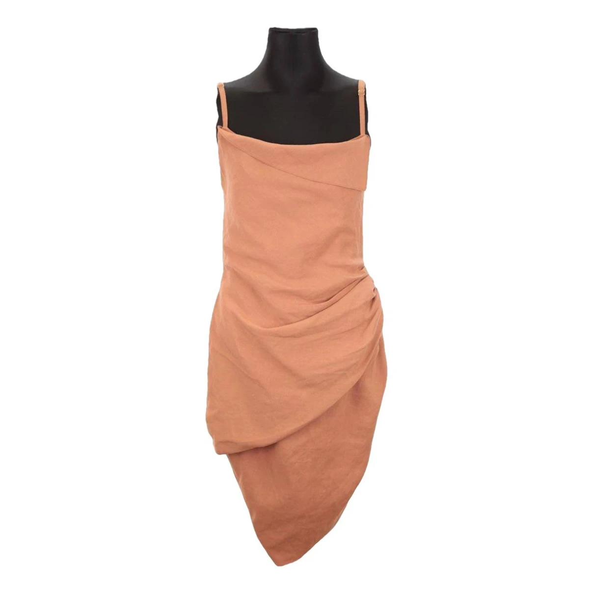 Pre-owned Jacquemus L'amour Linen Mid-length Dress In Camel