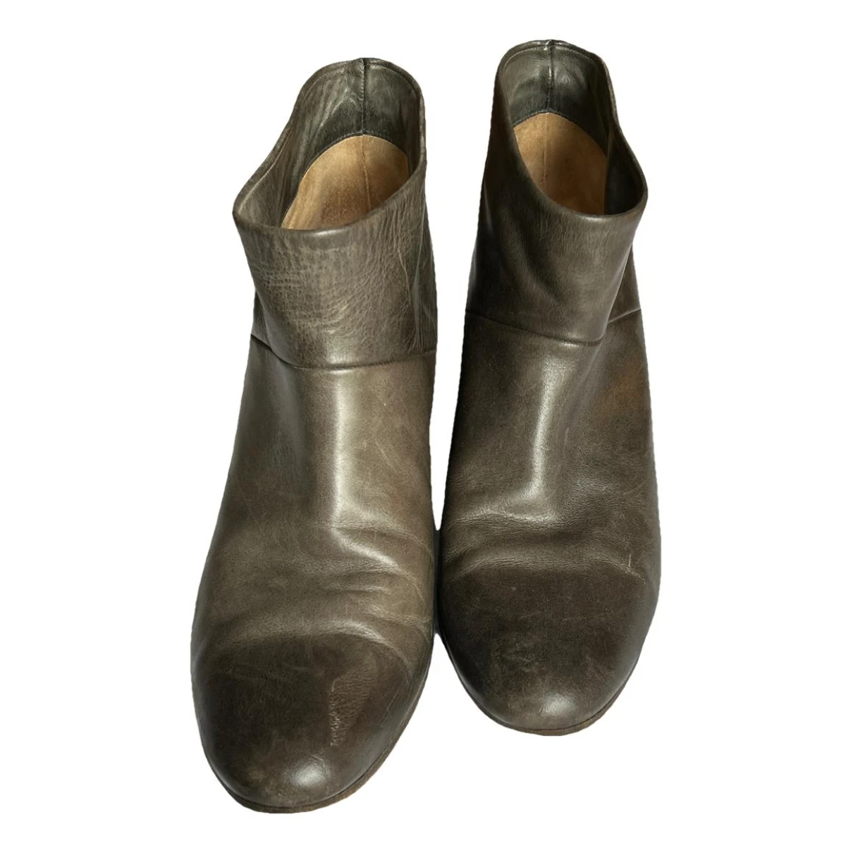 Pre-owned Maison Margiela Leather Ankle Boots In Grey