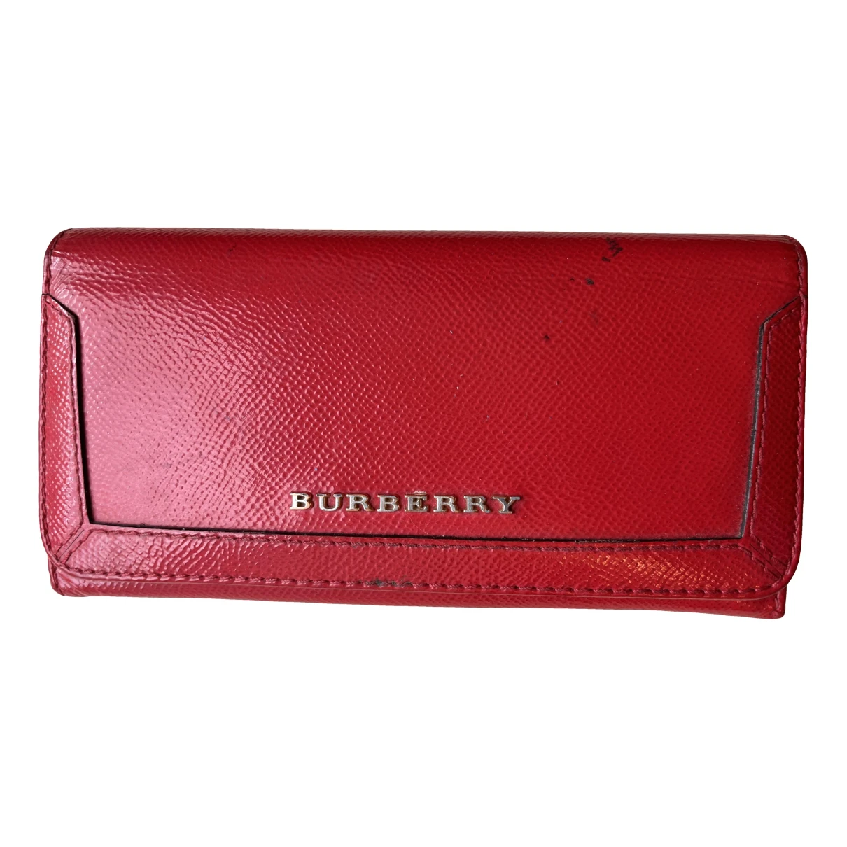 Pre-owned Burberry Leather Clutch In Red