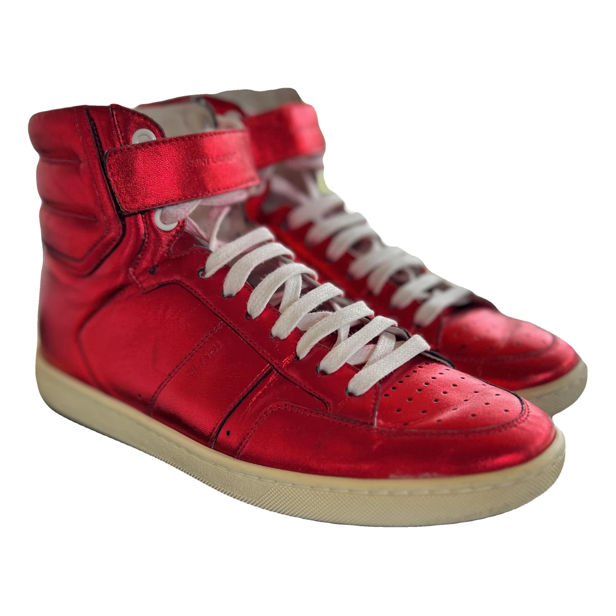 Pre-owned Saint Laurent Leather Trainers In Red