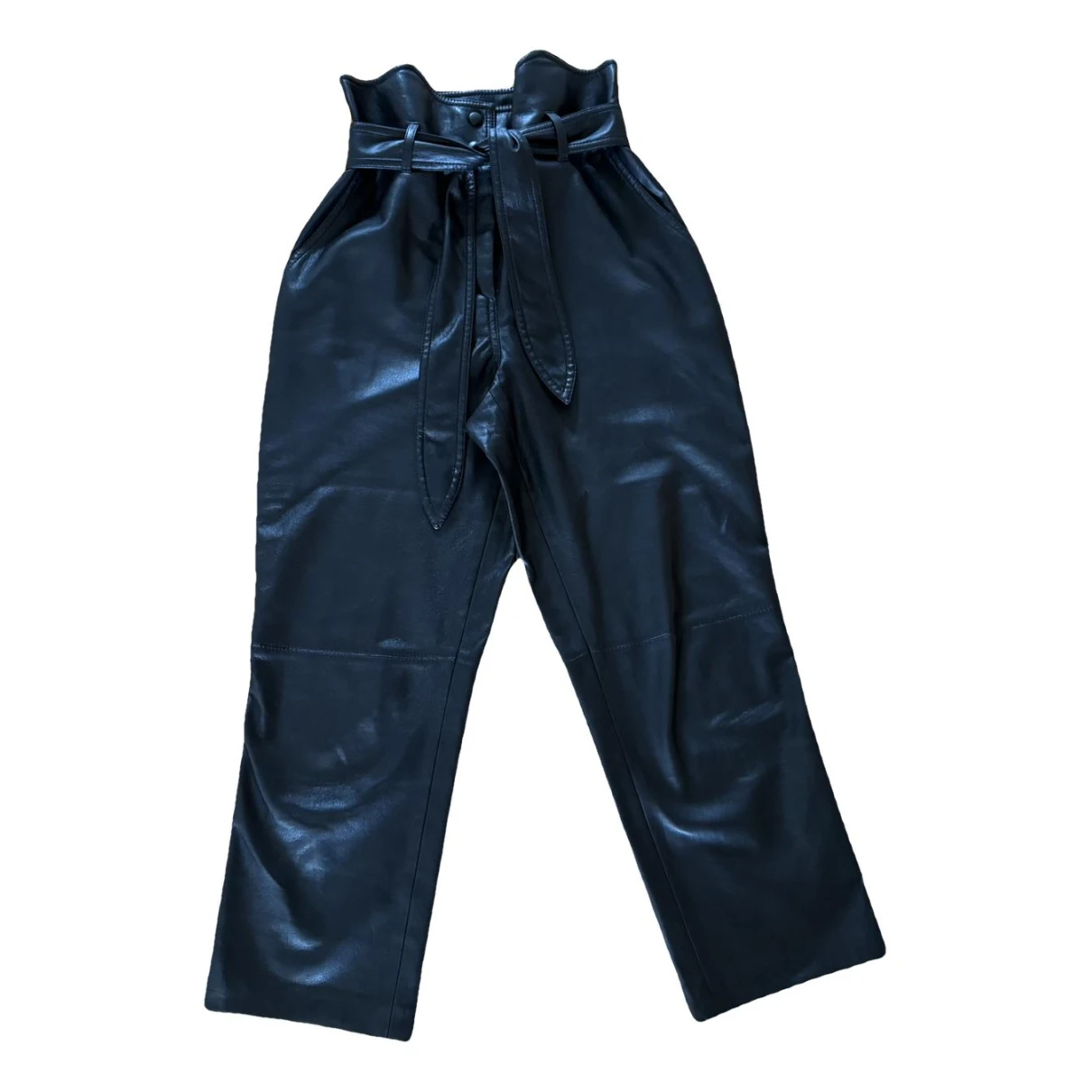 Pre-owned Nanushka Vegan Leather Straight Pants In Black