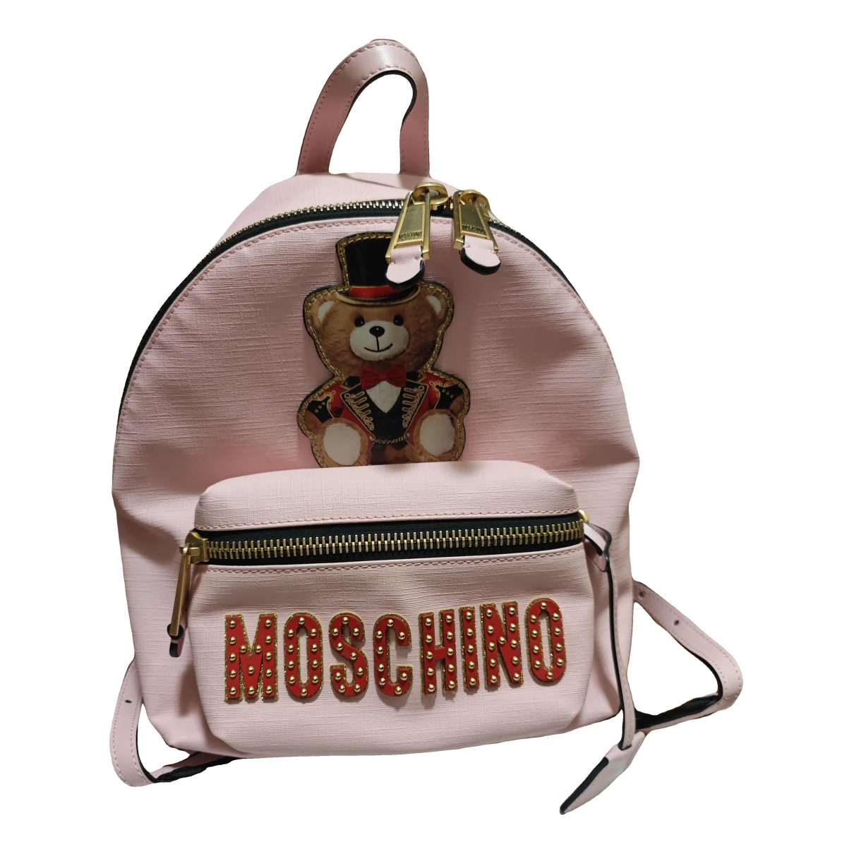 Pre-owned Moschino Vegan Leather Backpack In Pink