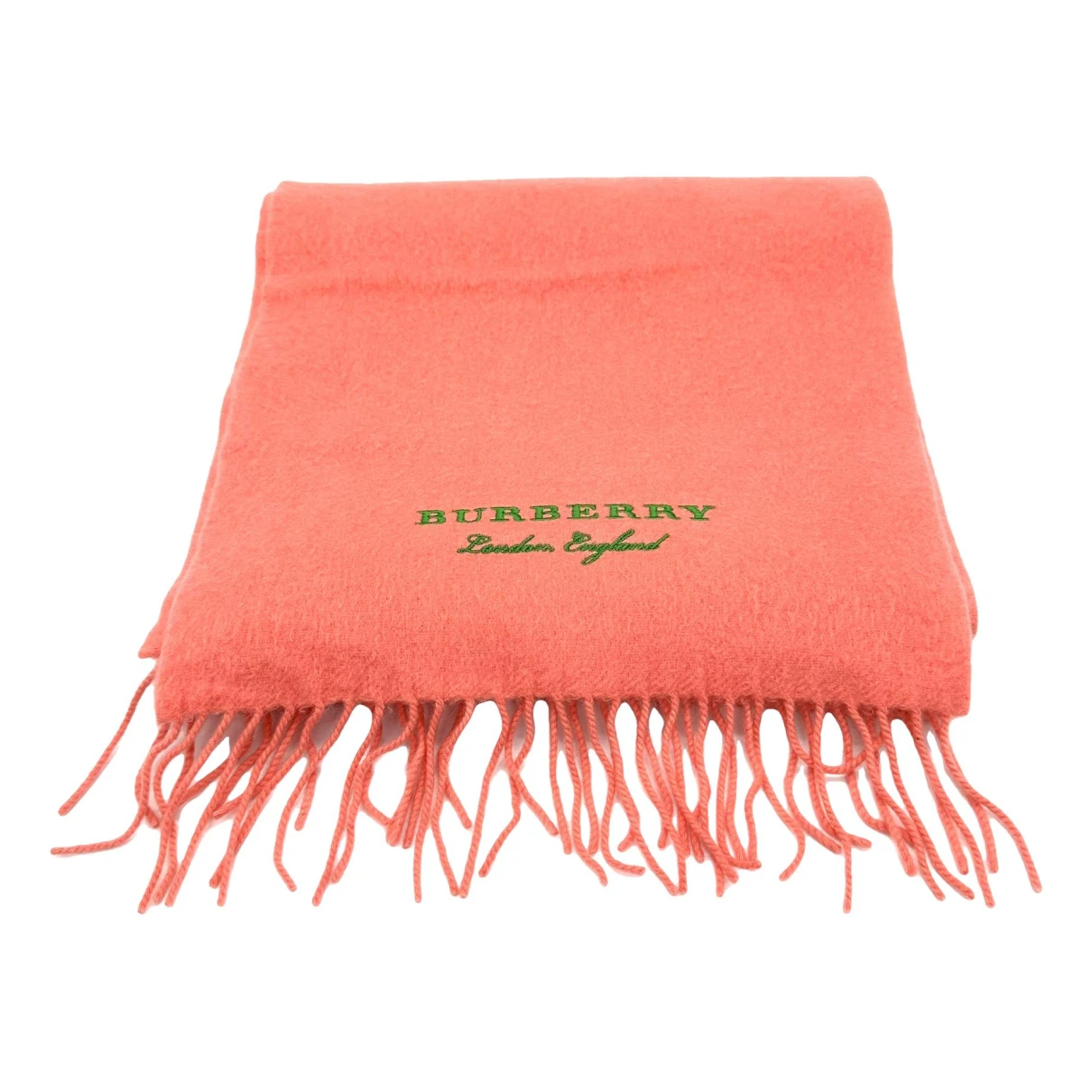 Pre-owned Burberry Cashmere Scarf In Orange