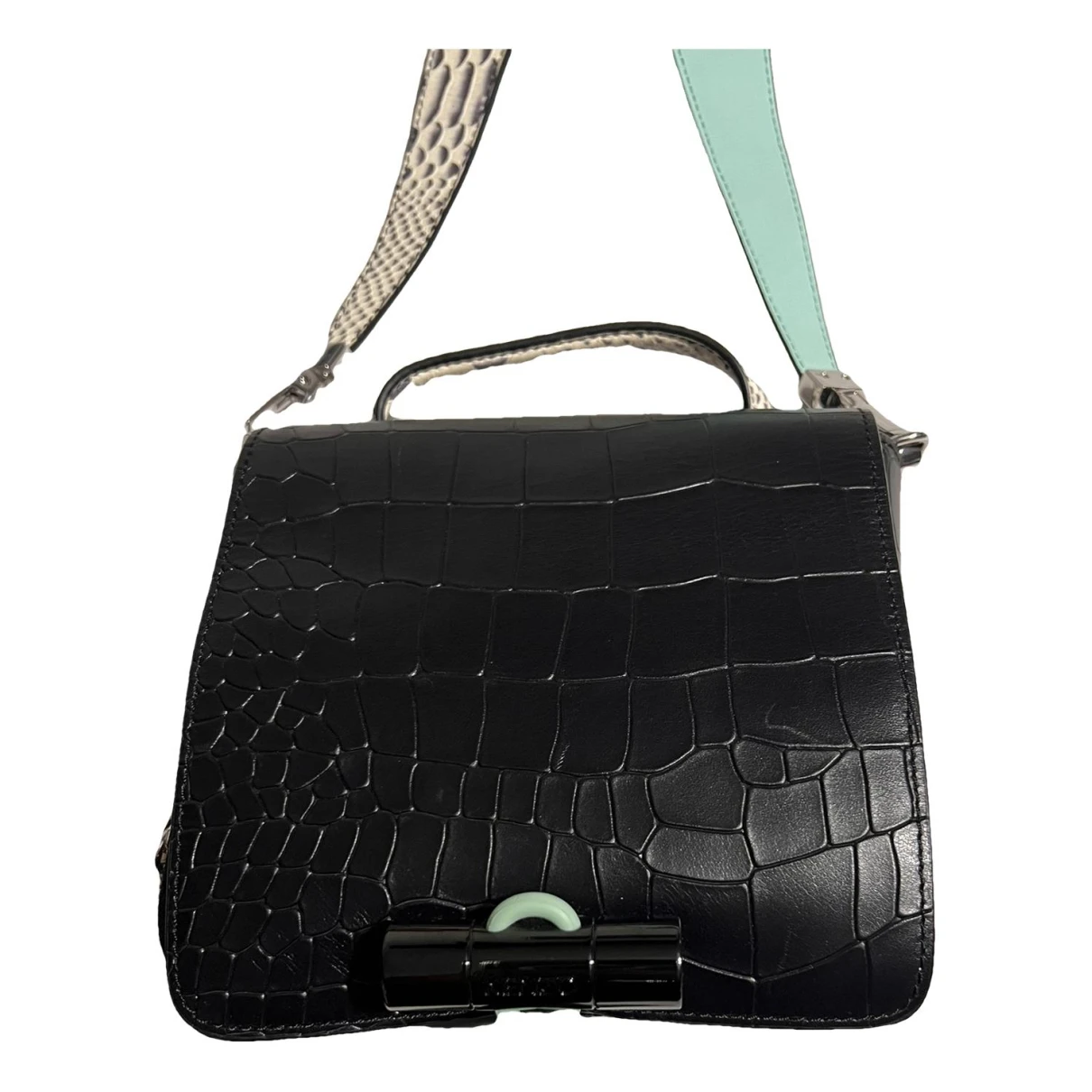 Pre-owned Kenzo Leather Crossbody Bag In Black