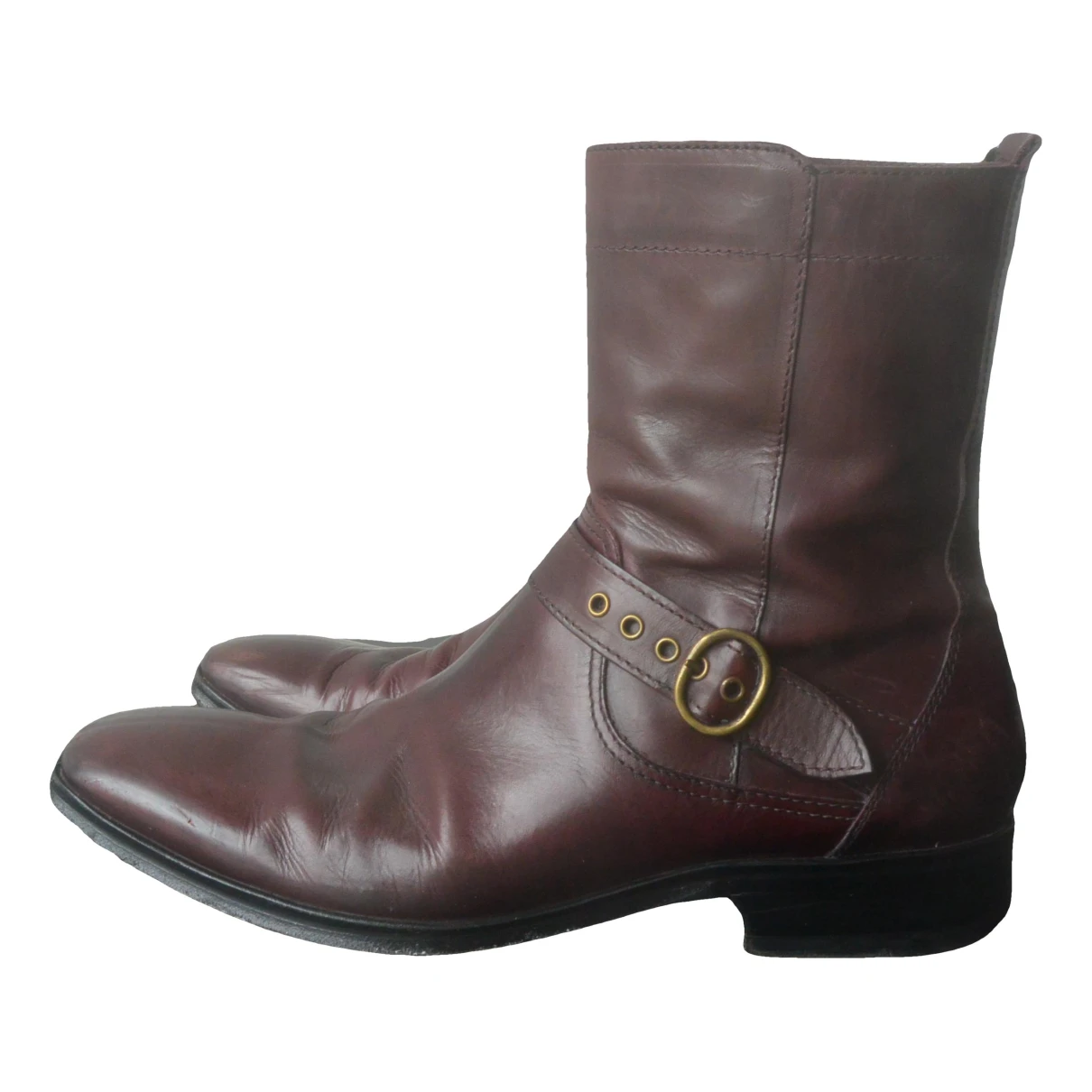 Pre-owned Costume National Leather Boots In Burgundy