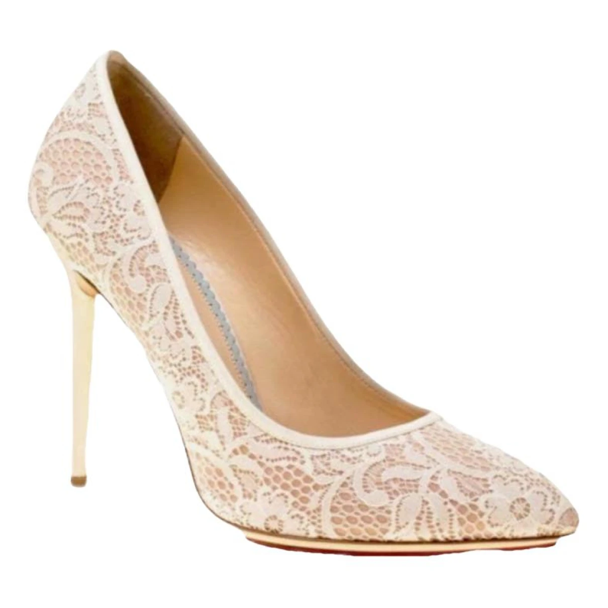Pre-owned Charlotte Olympia Cloth Heels In White