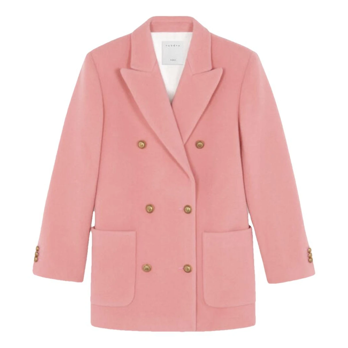 Pre-owned Sandro Wool Coat In Pink