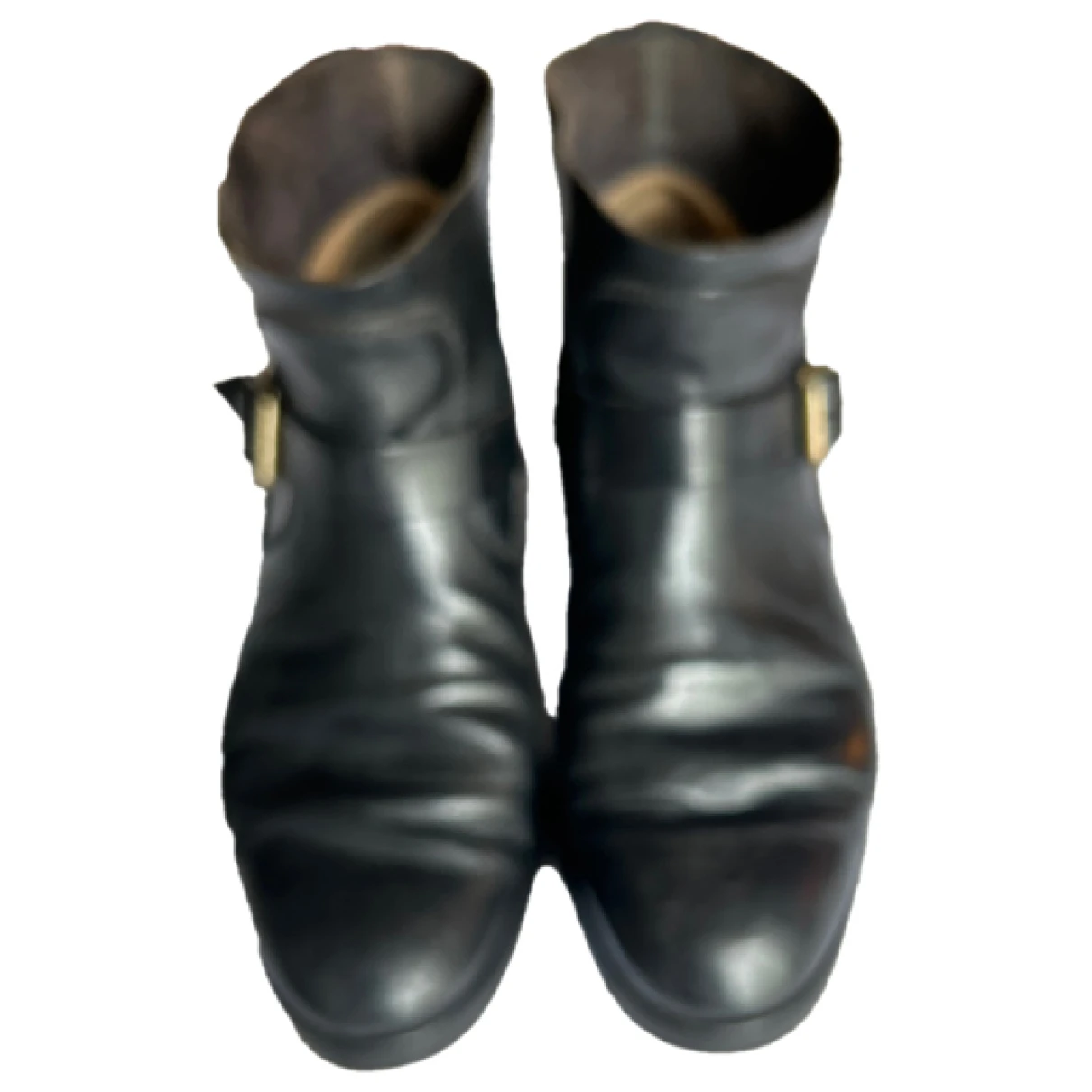 Pre-owned Golden Goose Leather Biker Boots In Black