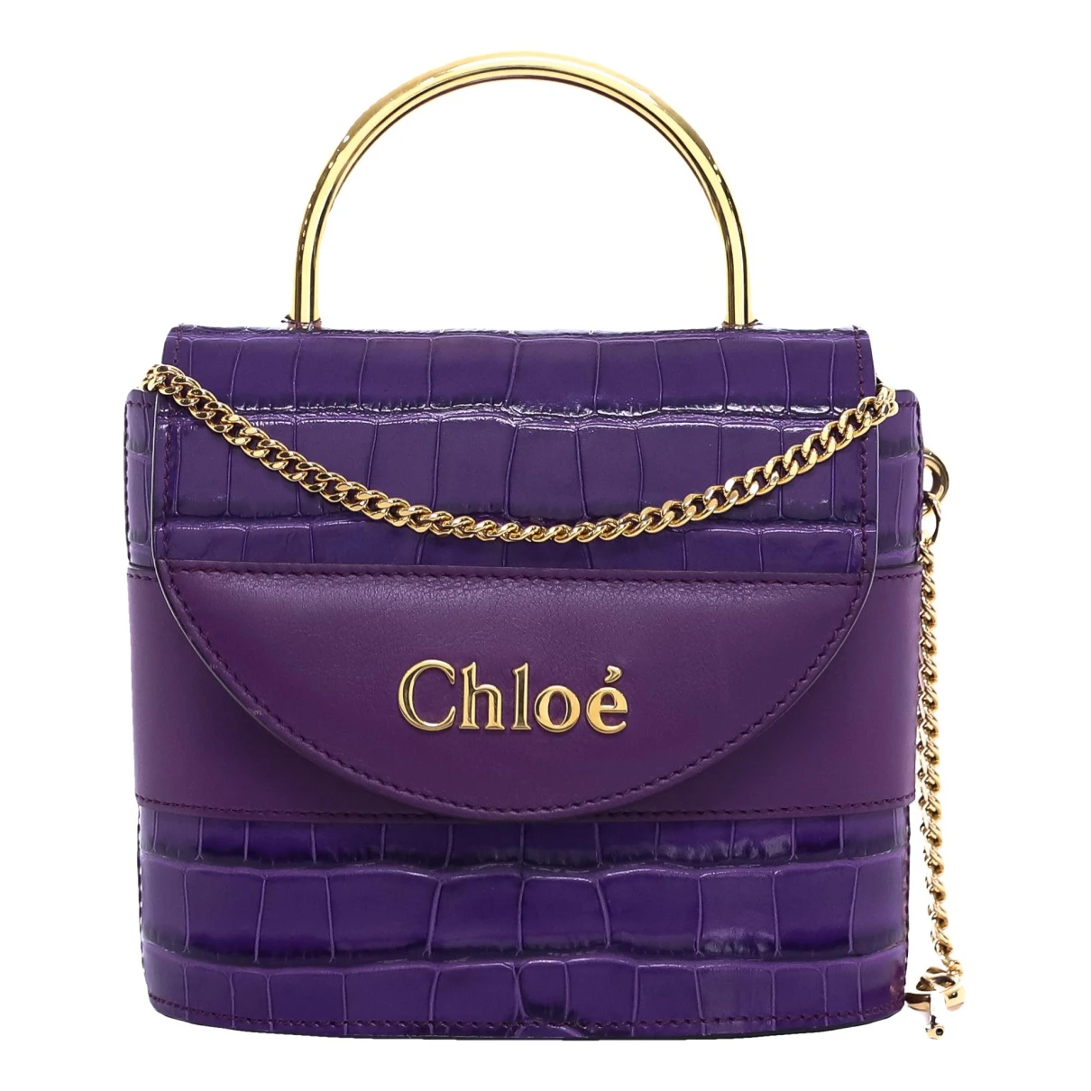 Pre-owned Chloé Aby Leather Crossbody Bag In Purple