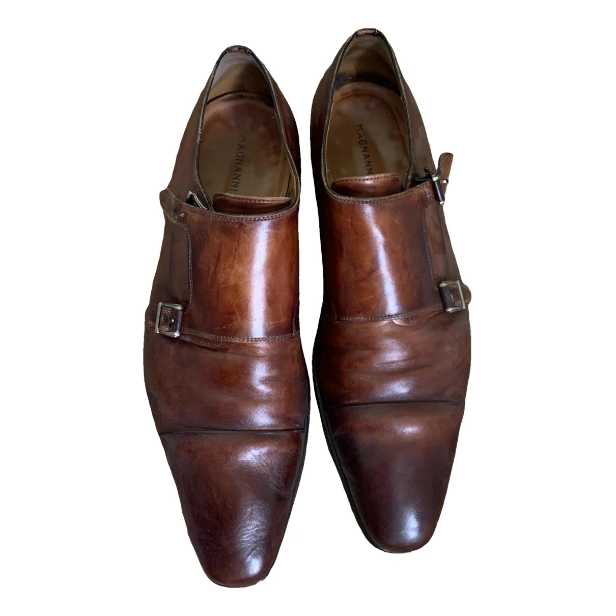 Pre-owned Magnanni Leather Flats In Brown