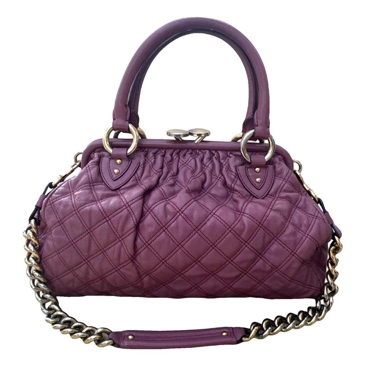 Pre-owned Marc Jacobs Stam Leather Satchel In Purple