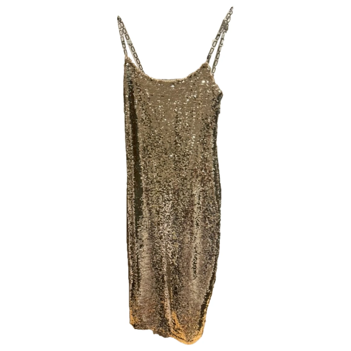 Pre-owned Amanda Uprichard Glitter Mid-length Dress In Gold