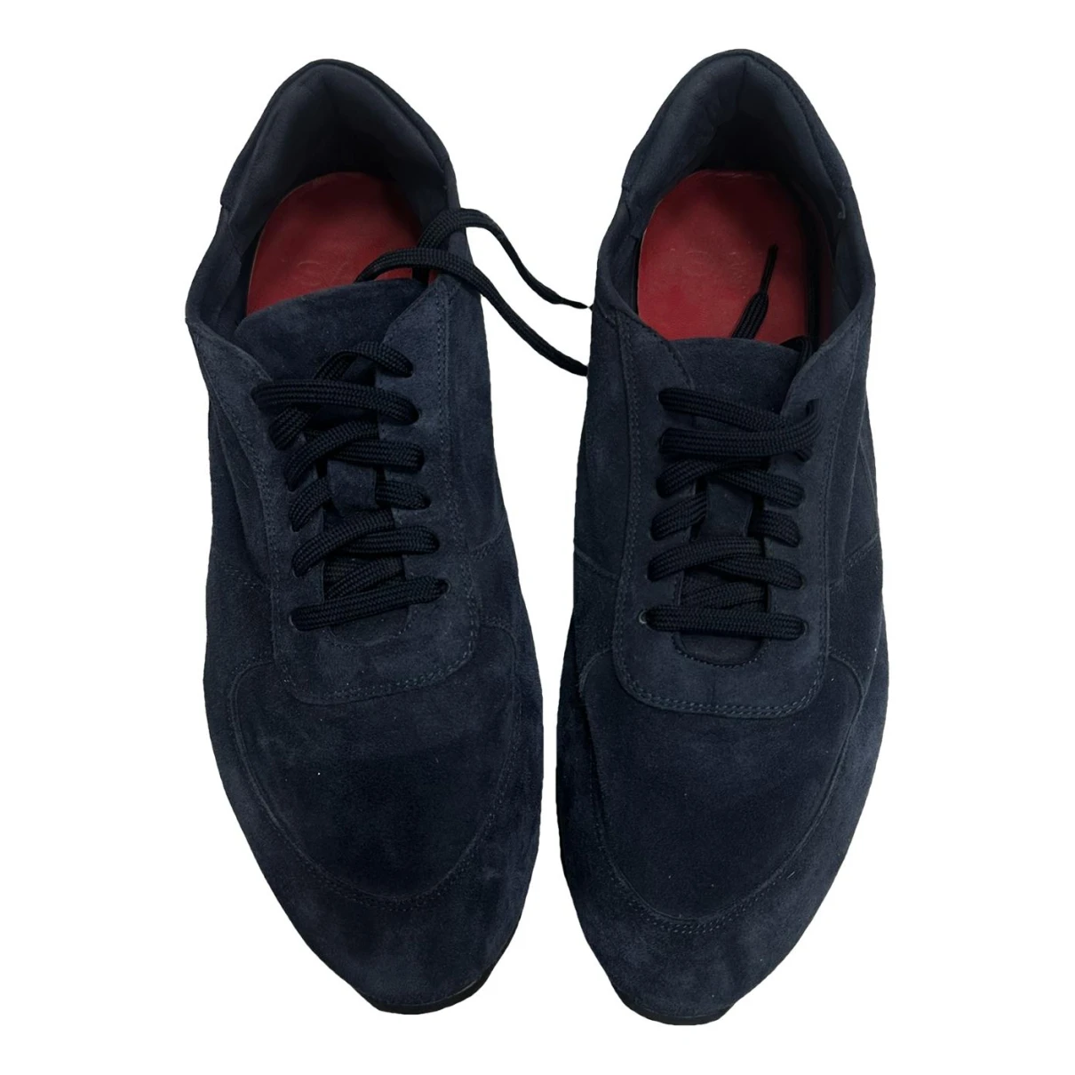 Pre-owned Isaia Leather Trainers In Blue