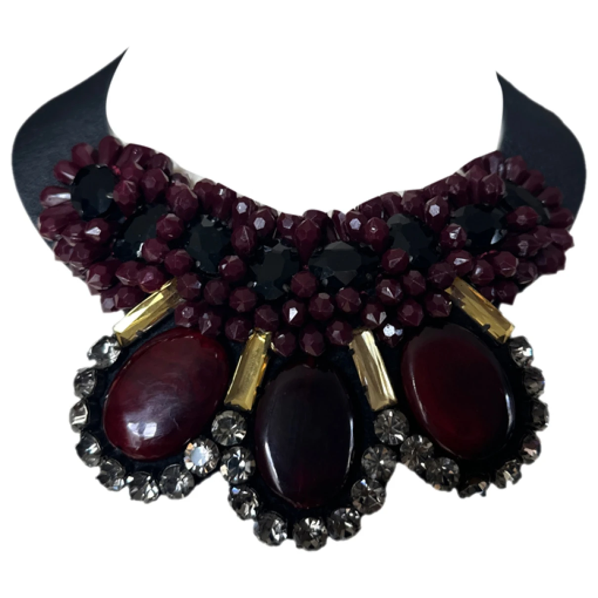 Pre-owned Marni Crystal Necklace In Burgundy