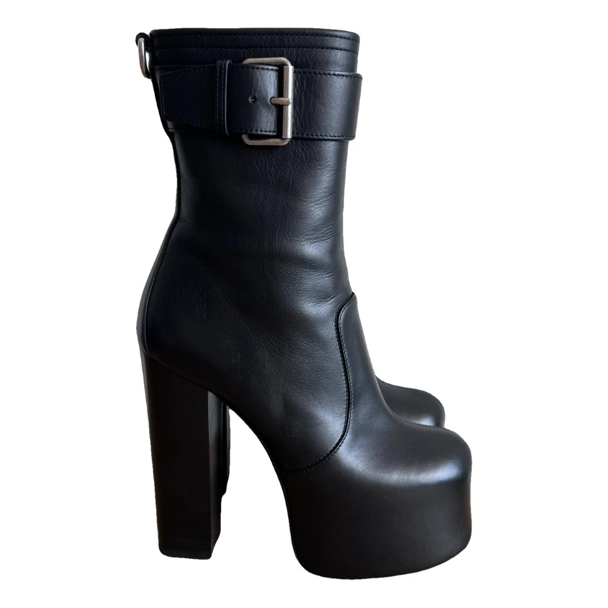 Pre-owned Saint Laurent Billy Leather Biker Boots In Black