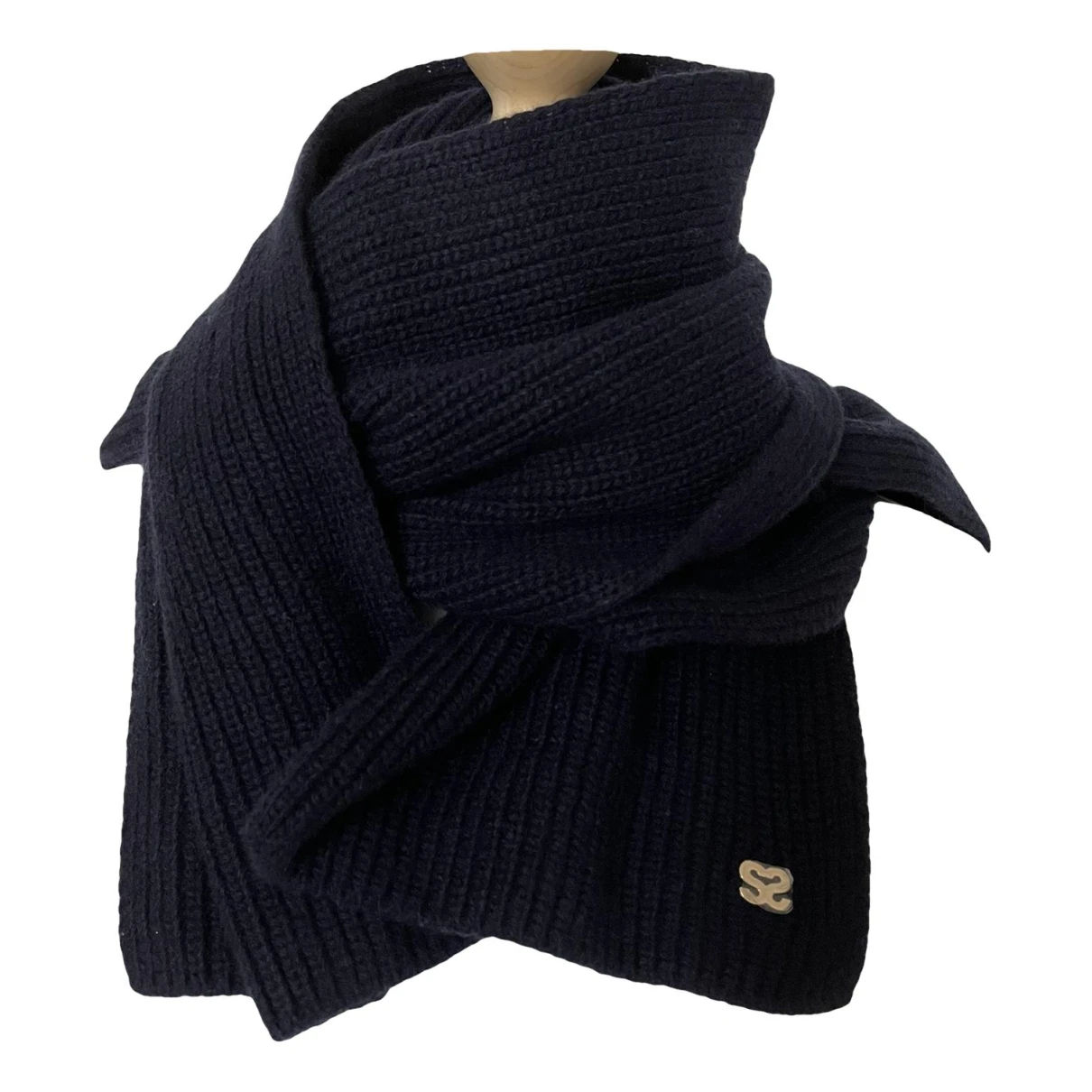 Pre-owned Sandro Wool Scarf In Navy