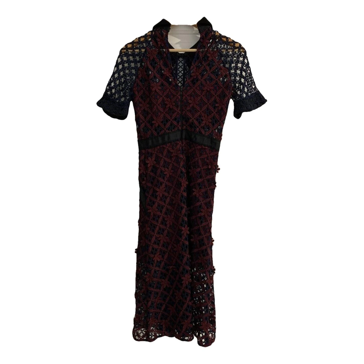 Pre-owned Self-portrait Mid-length Dress In Burgundy