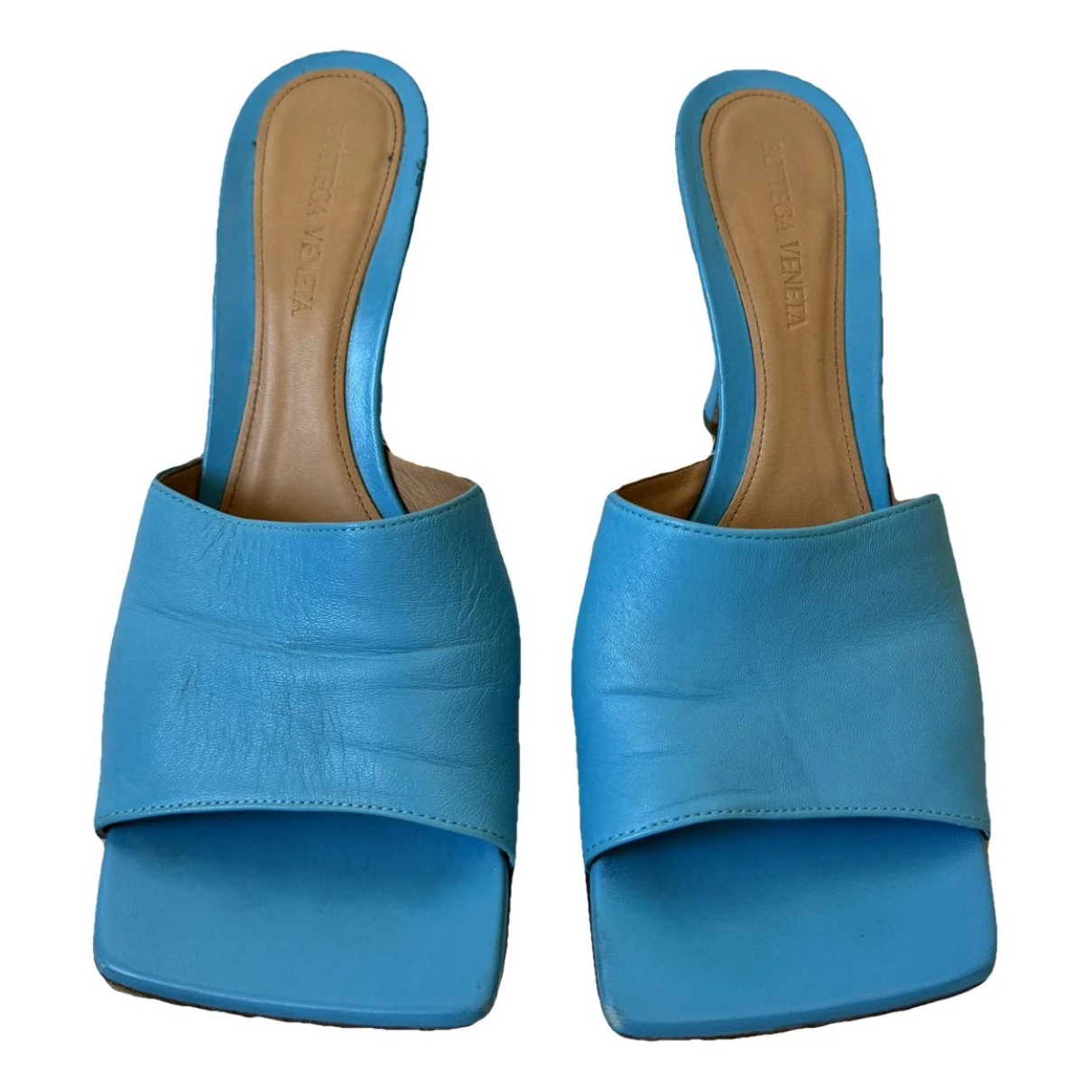 Pre-owned Bottega Veneta Stretch Leather Mules In Blue