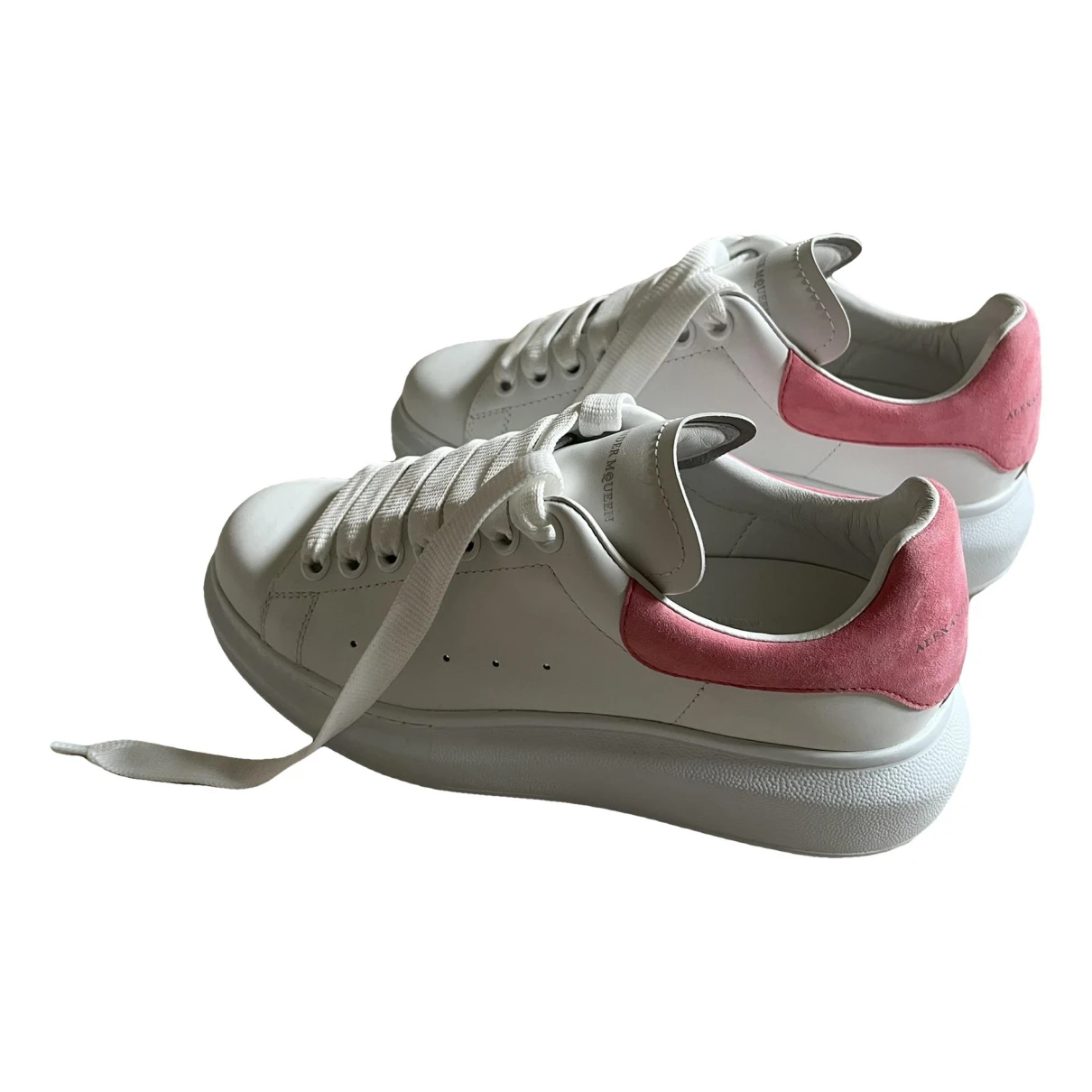Pre-owned Alexander Mcqueen Oversize Pony-style Calfskin Trainers In Pink
