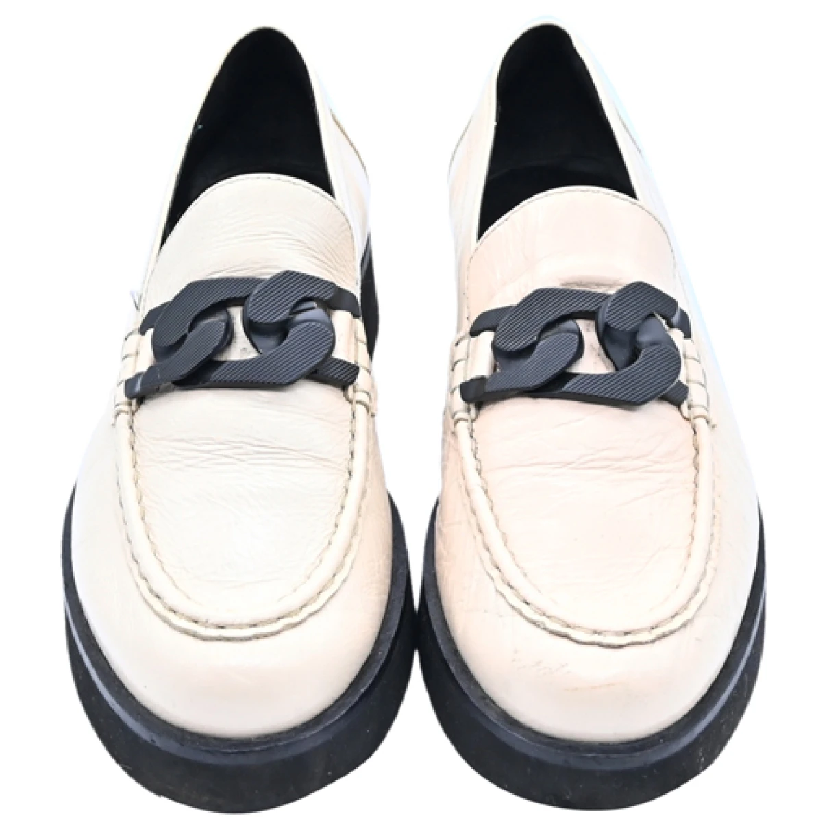 Pre-owned Hogl Patent Leather Flats In White