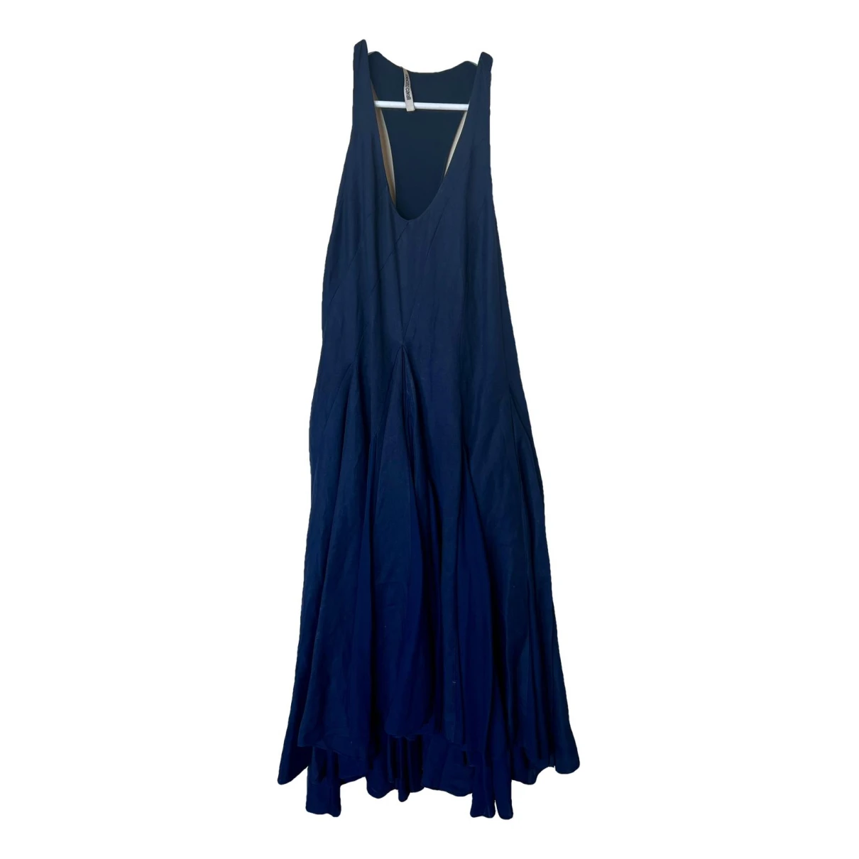 Pre-owned Roberto Cavalli Linen Maxi Dress In Blue
