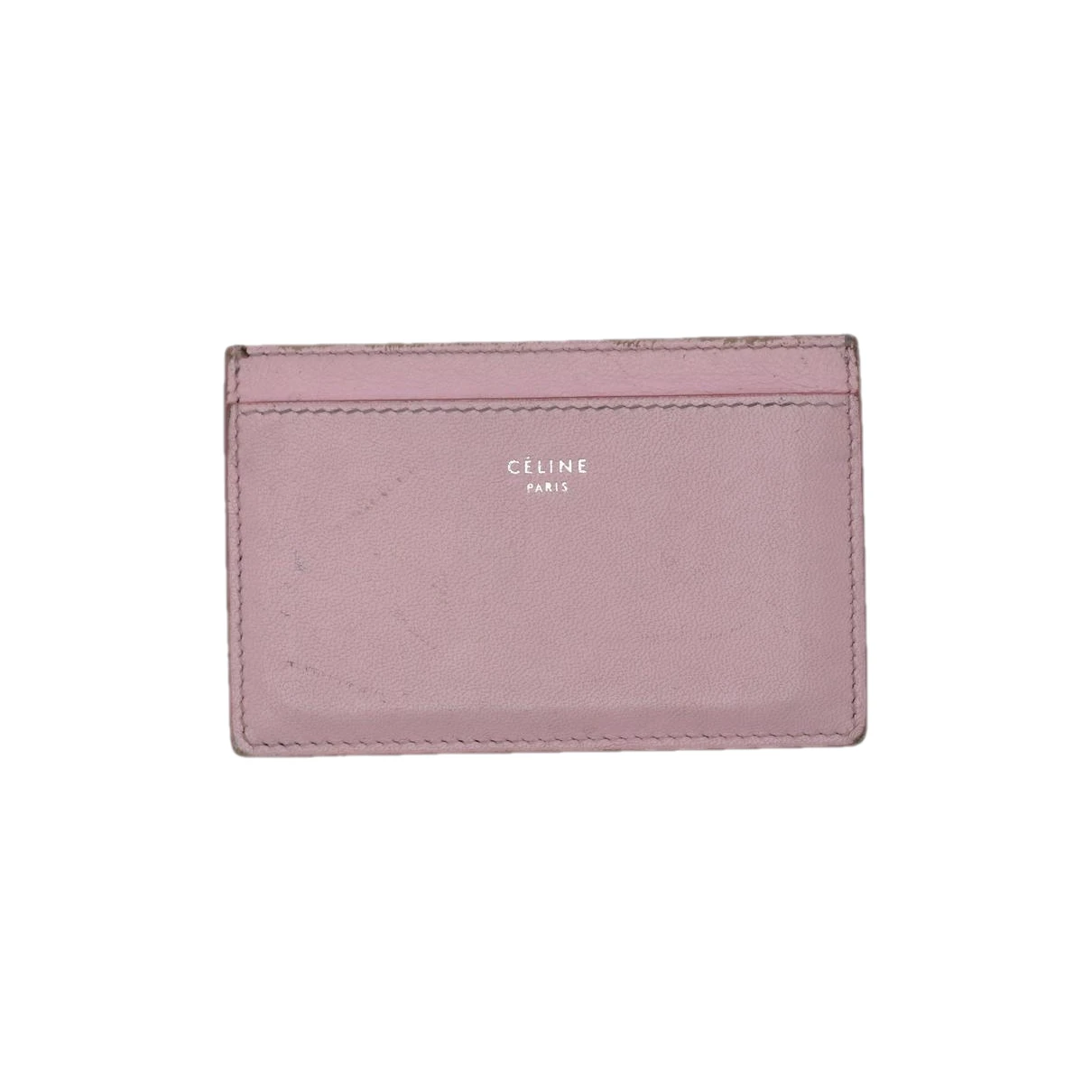 Pre-owned Celine Leather Card Wallet In Pink