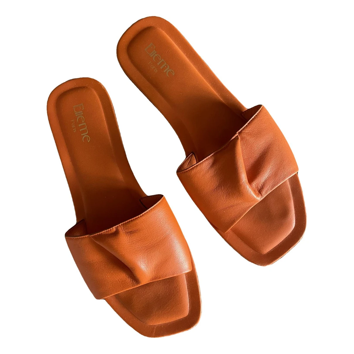 Pre-owned Elleme Leather Mules In Orange
