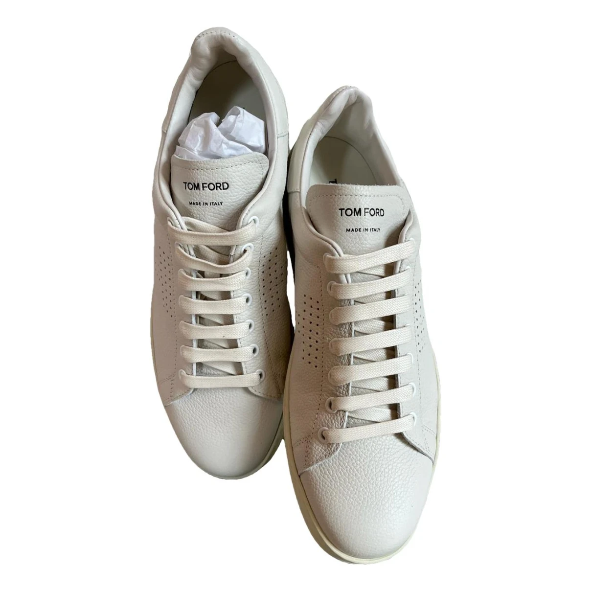 Pre-owned Tom Ford Leather Low Trainers In White