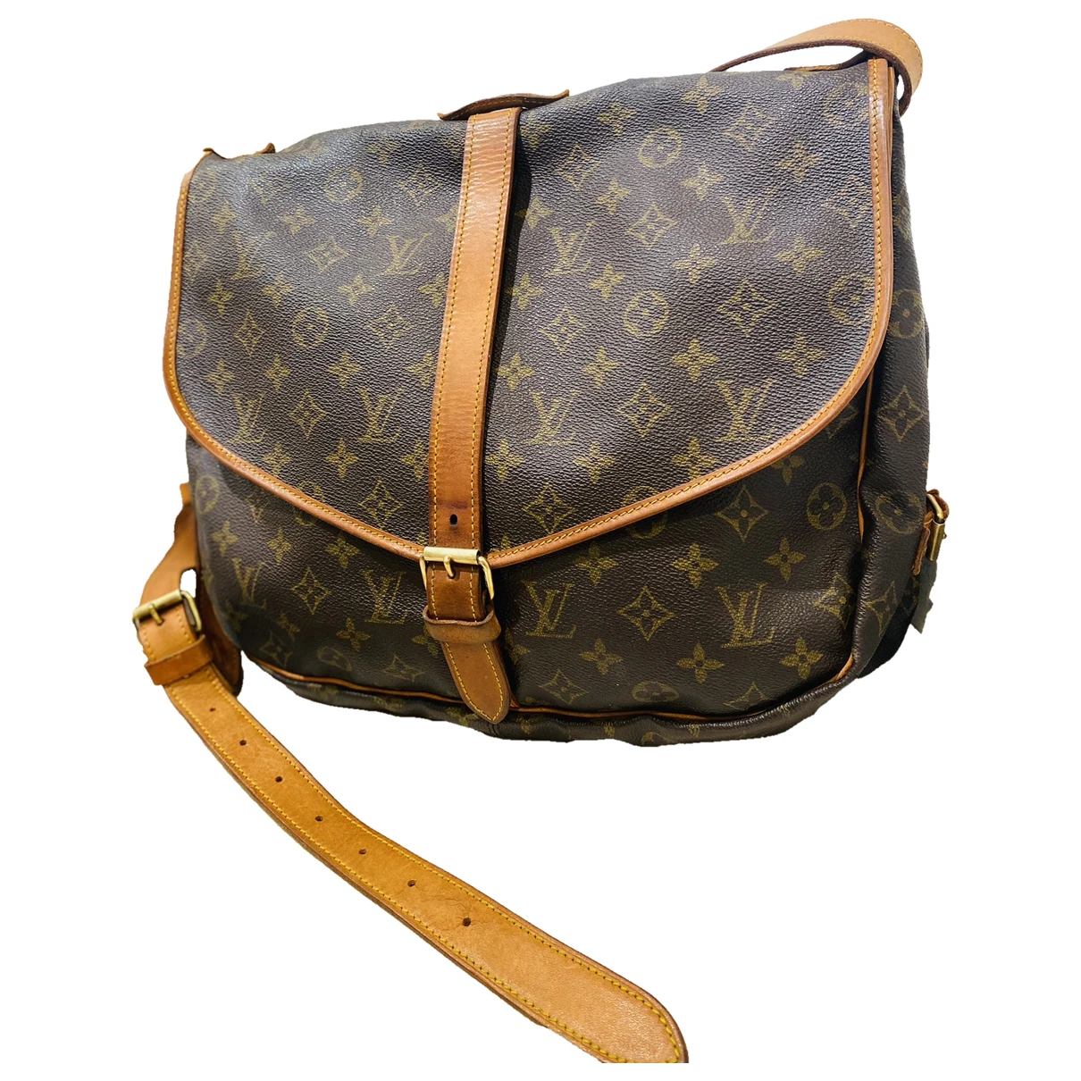 Pre-owned Louis Vuitton Saumur Cloth Crossbody Bag In Brown