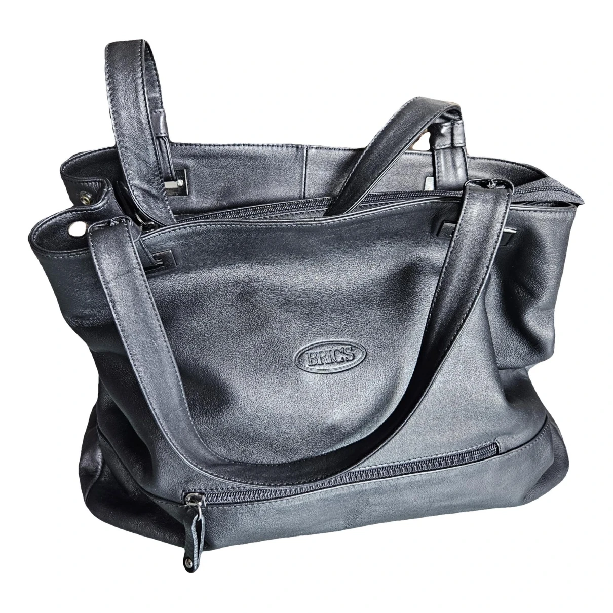 Pre-owned Bric's Leather Handbag In Black