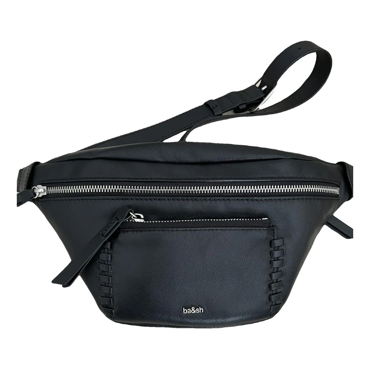 Pre-owned Ba&sh Leather Crossbody Bag In Black